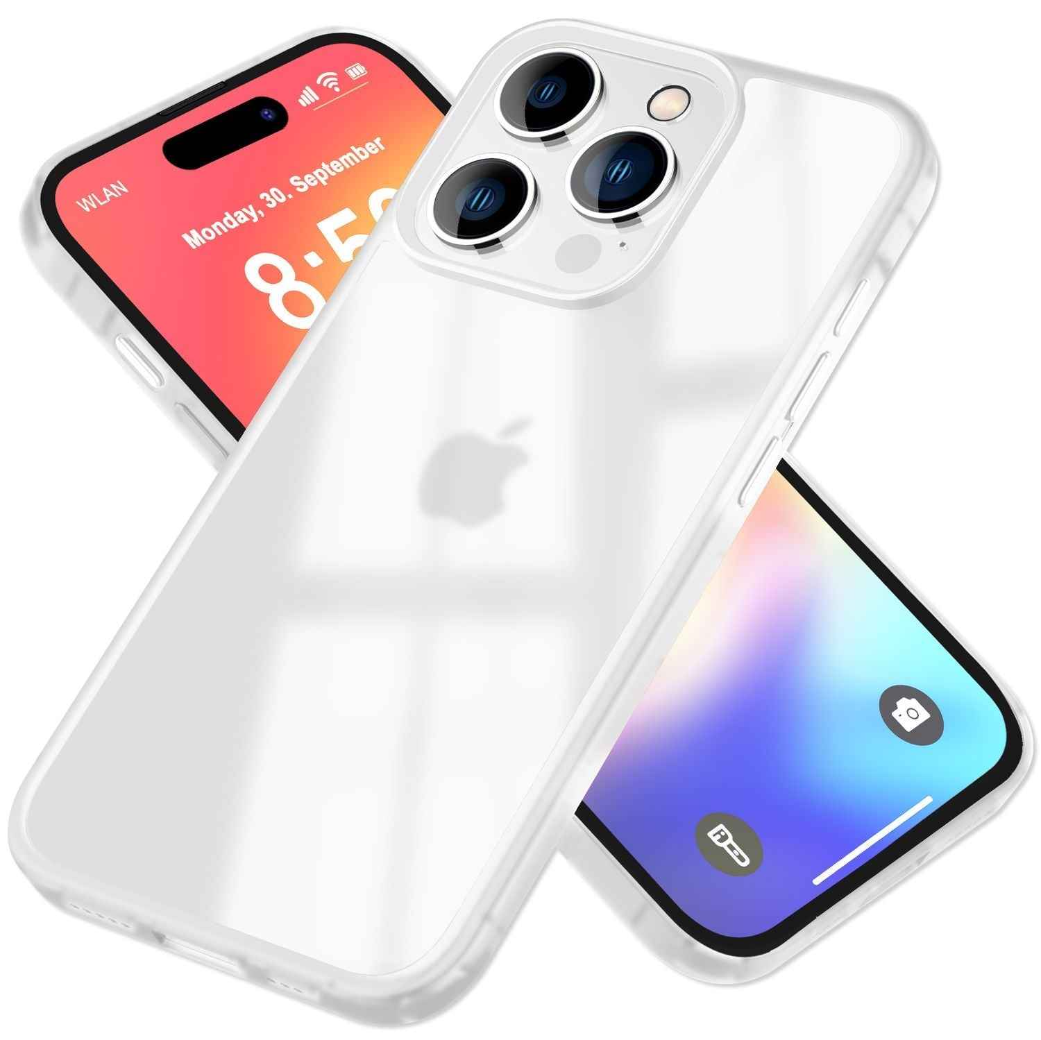 NALIA Matte Hybrid Hülle für iPhone 16 Pro, Anti-Fingerabdruck Acryl Rückseite & Silikon, Semi-Transparent