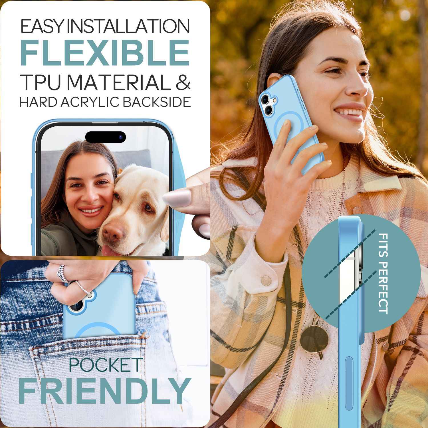 NALIA Matte MagSafe Hybrid Hülle für iPhone 16, Anti-Fingerabdruck Acryl Rückseite, Cover Semi-Transparent