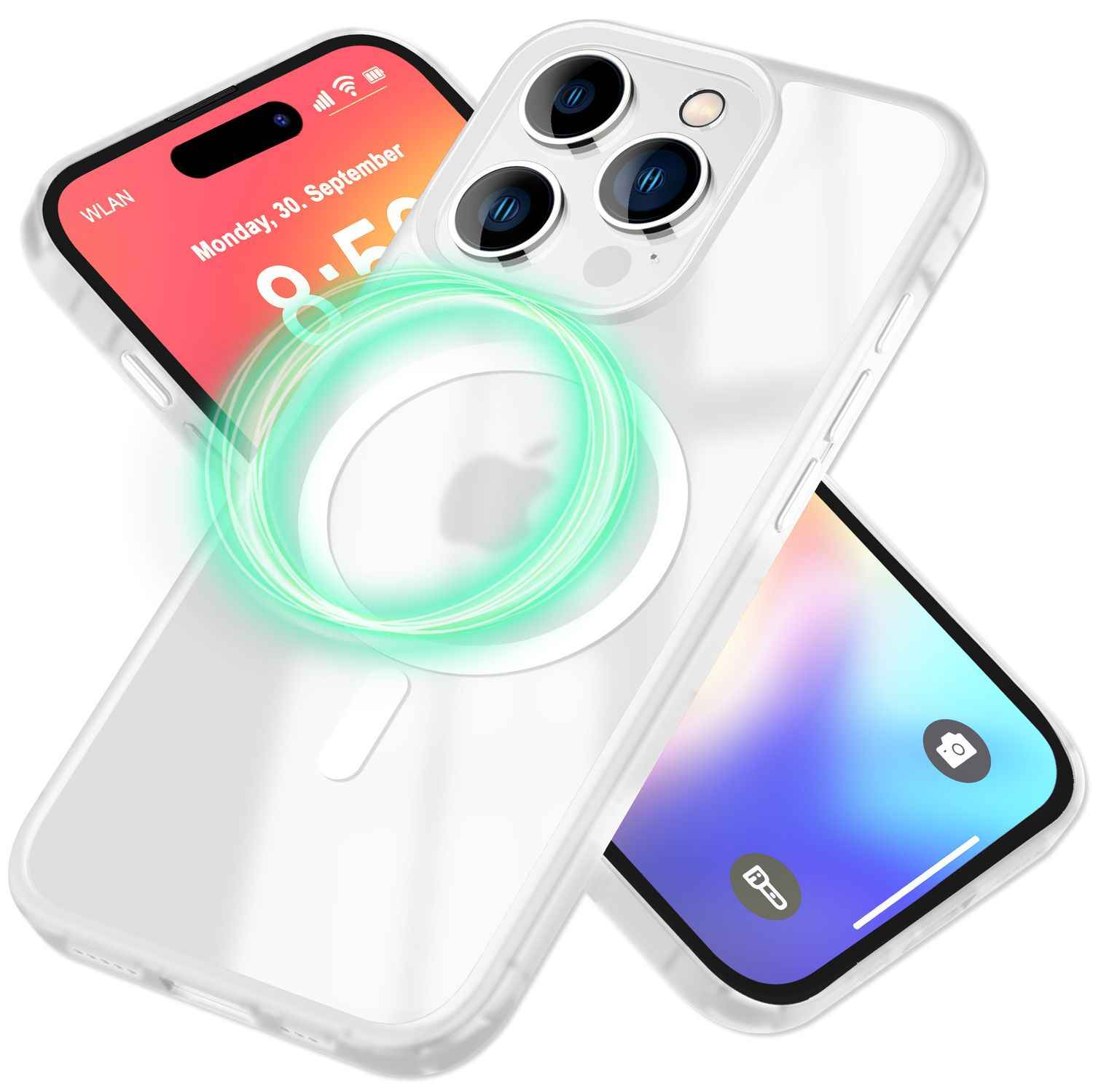 NALIA Matte MagSafe Hybrid Hülle für iPhone 16 Pro, Anti-Fingerabdruck Acryl Rückseite, Semi-Transparent