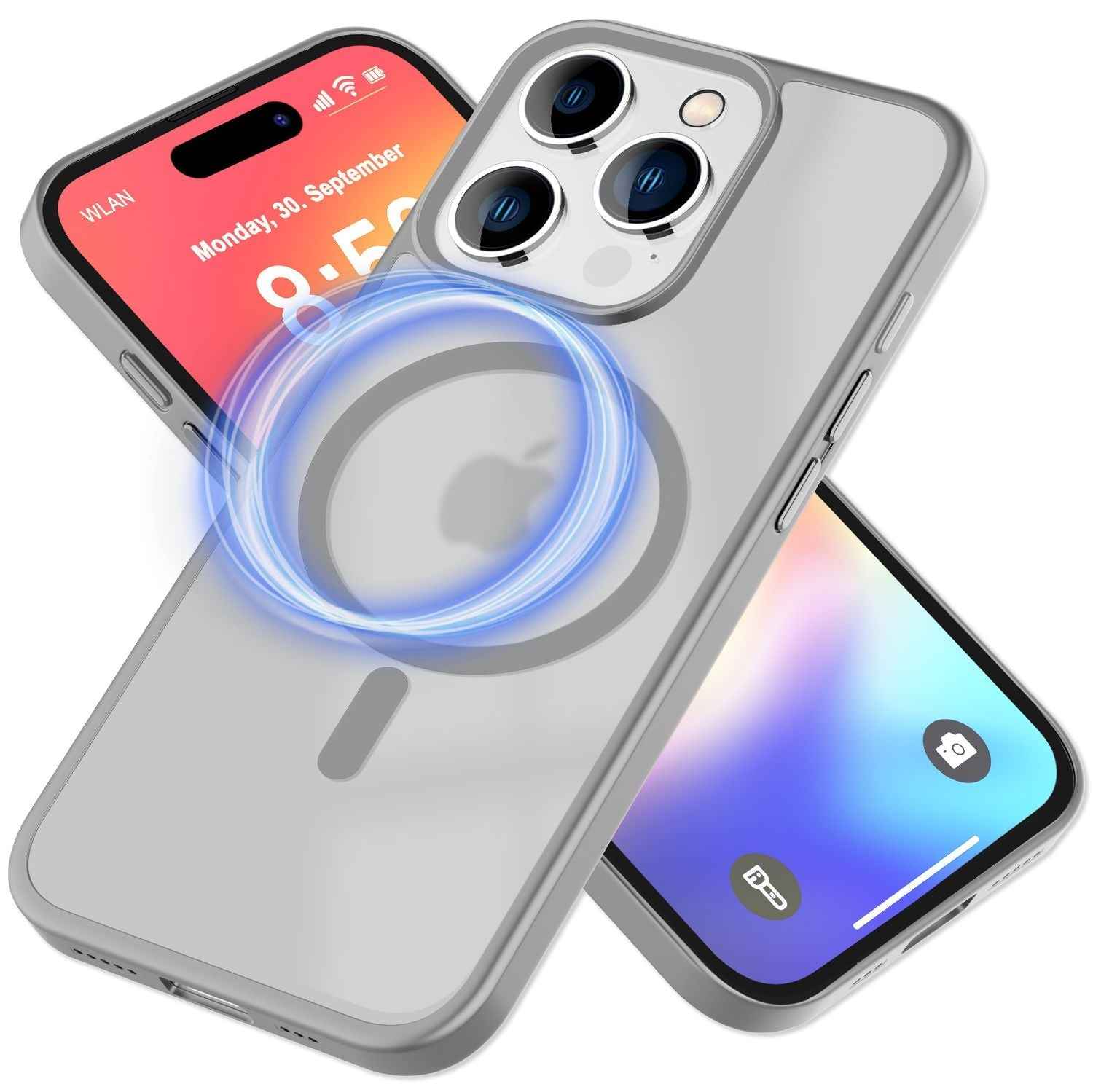 NALIA Matte MagSafe Hybrid Hülle für iPhone 16 Pro Max, Anti-Fingerabdruck Acryl Rückseite, Semi-Transparent