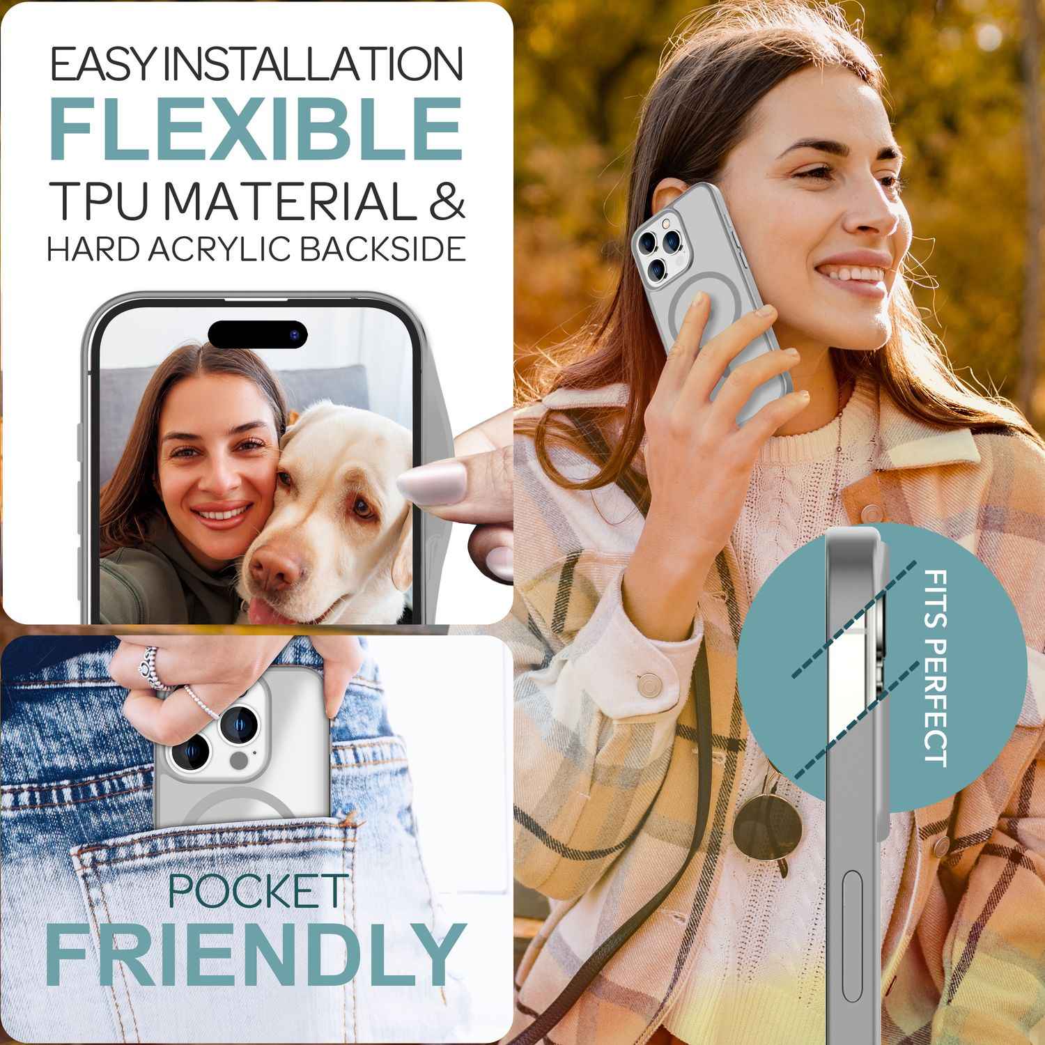 NALIA Matte MagSafe Hybrid Hülle für iPhone 16 Pro Max, Anti-Fingerabdruck Acryl Rückseite, Semi-Transparent
