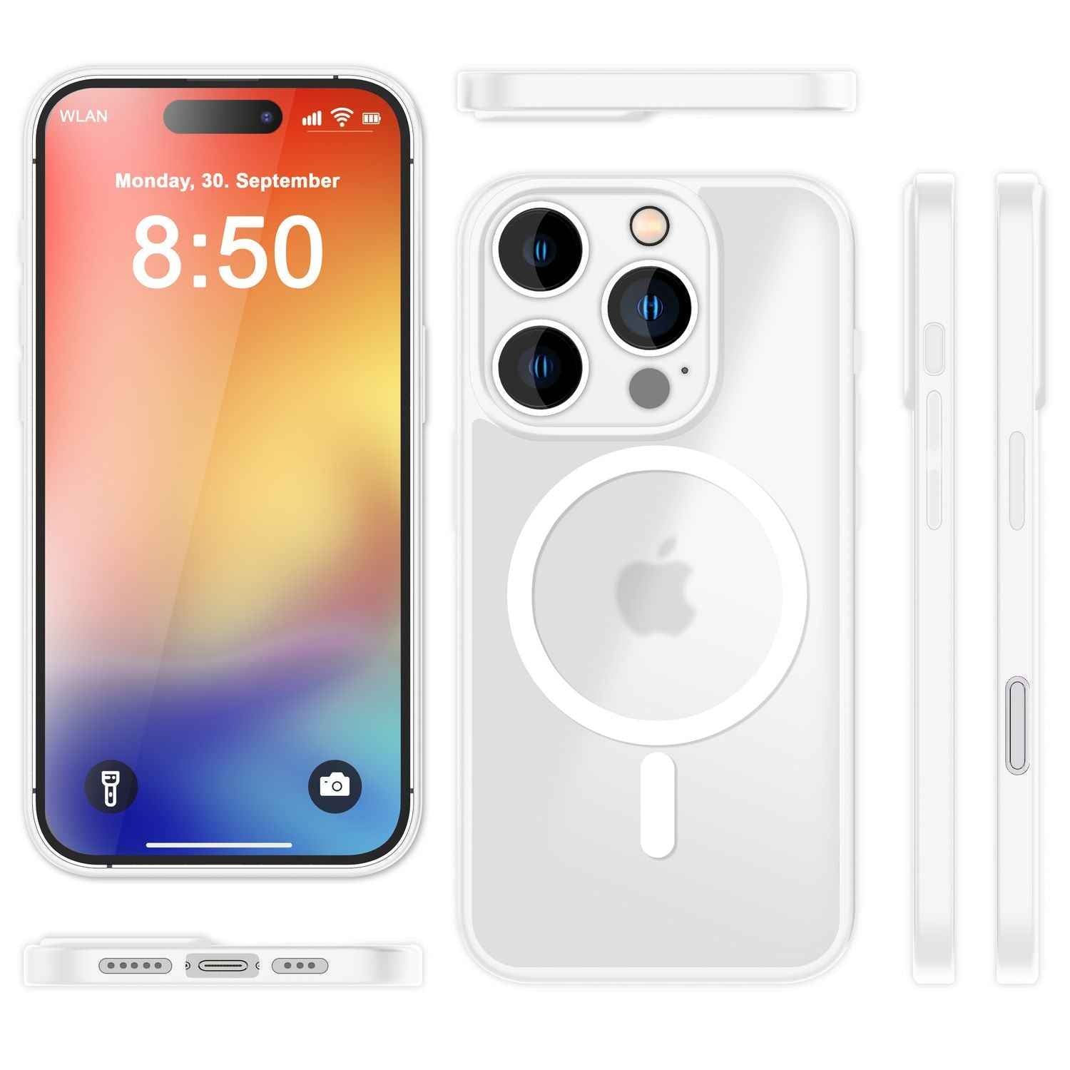 NALIA Matte MagSafe Hybrid Hülle für iPhone 16 Pro Max, Anti-Fingerabdruck Acryl Rückseite, Semi-Transparent