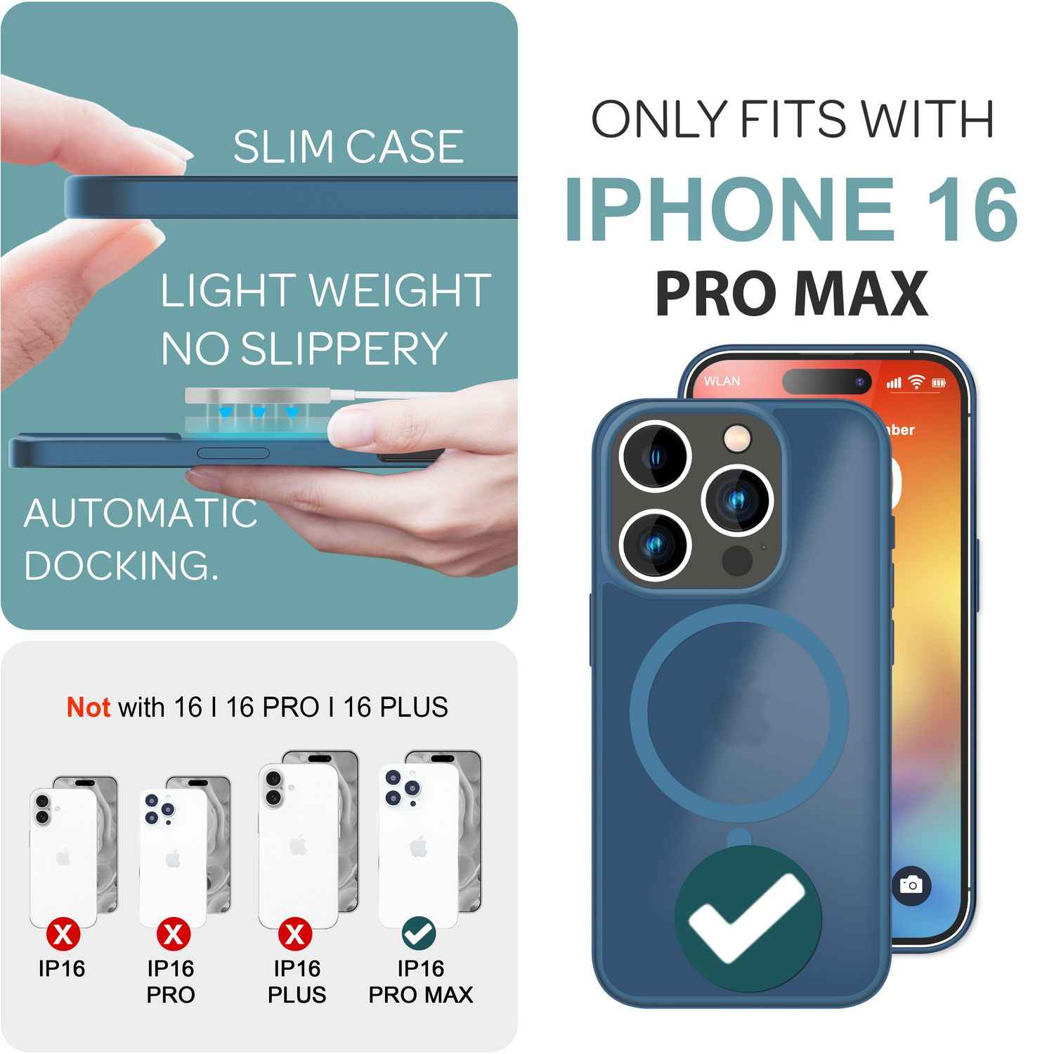 NALIA Matte MagSafe Hybrid Hülle für iPhone 16 Pro Max, Anti-Fingerabdruck Acryl Rückseite, Semi-Transparent