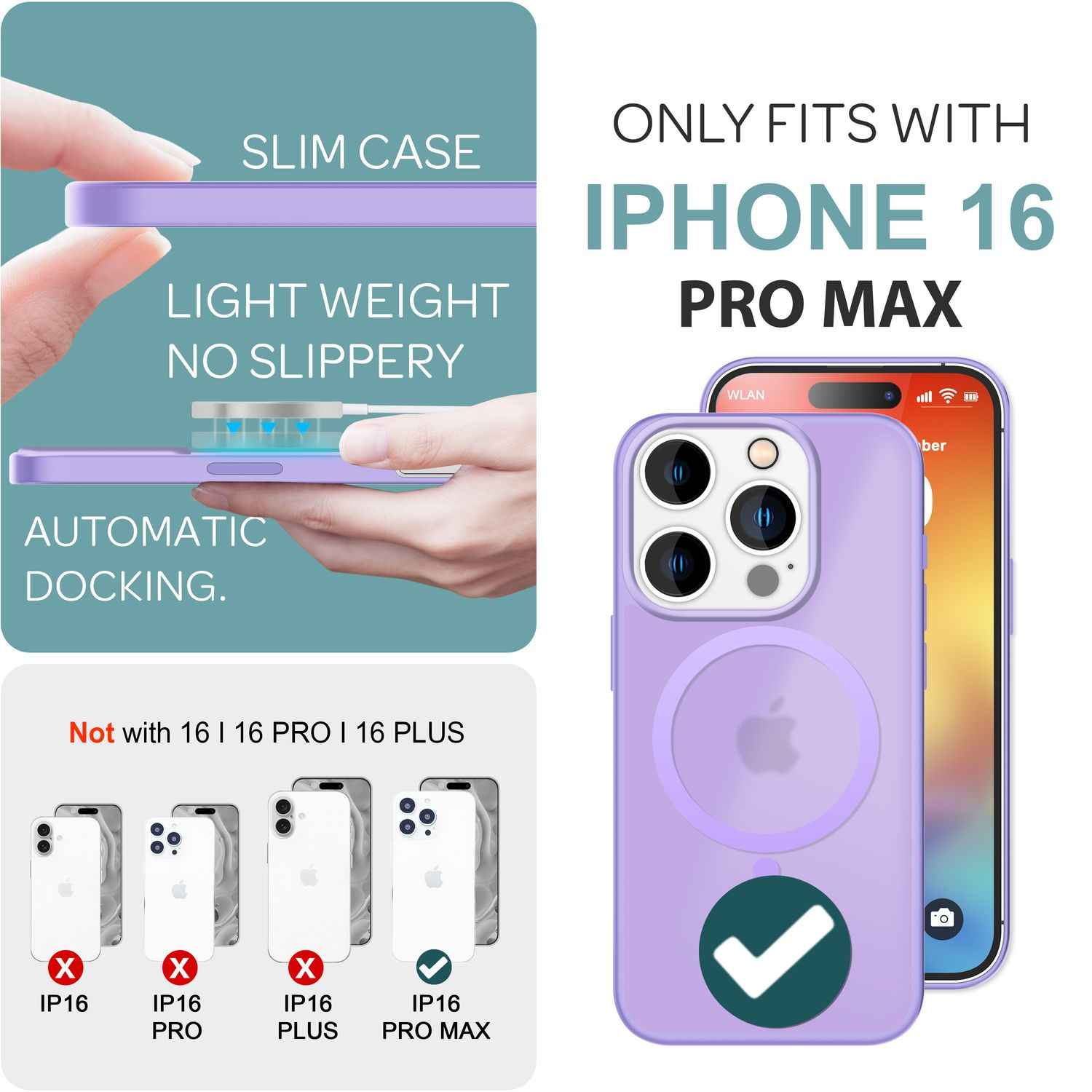 NALIA Matte MagSafe Hybrid Hülle für iPhone 16 Pro Max, Anti-Fingerabdruck Acryl Rückseite, Semi-Transparent