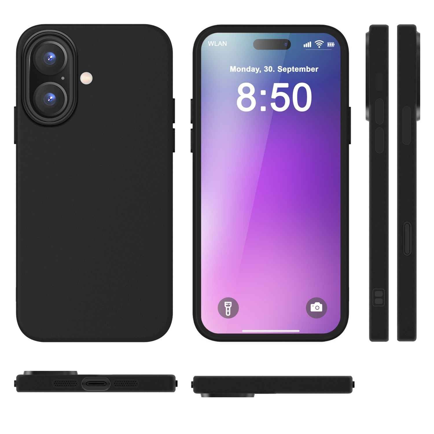NALIA Fein Mattierte Silikonhülle für iPhone 16, Rutschfeste Handyhülle, Stoßfeste Fallschutz Hülle