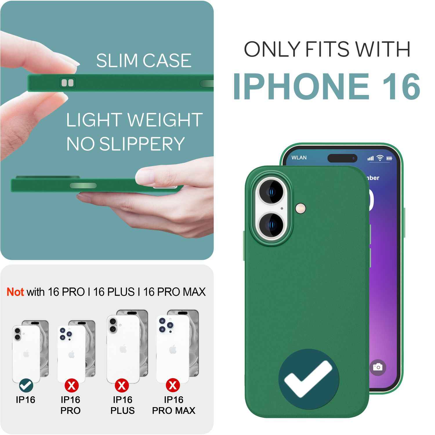 NALIA Fein Mattierte Silikonhülle für iPhone 16, Rutschfeste Handyhülle, Stoßfeste Fallschutz Hülle