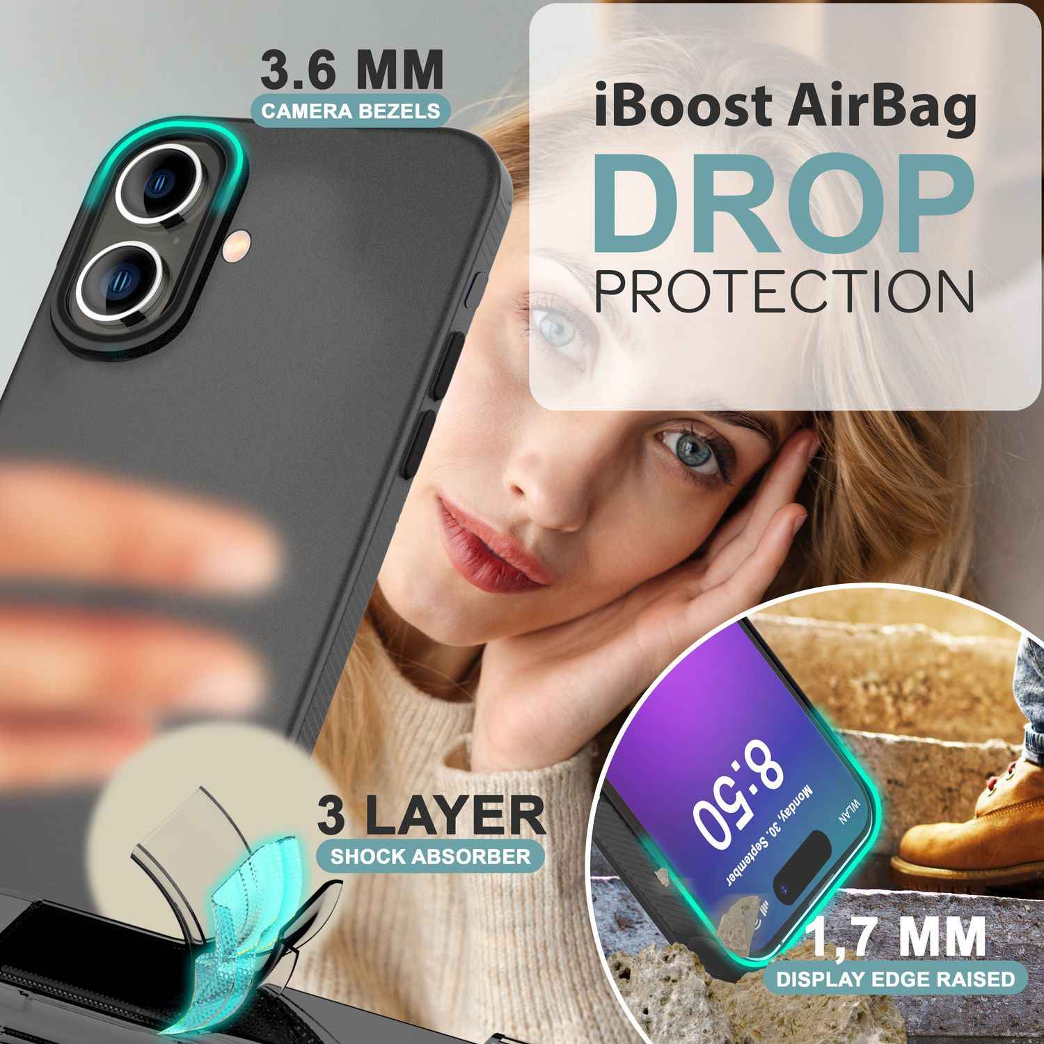 NALIA Fein Mattierte Silikonhülle für iPhone 16, Rutschfeste Handyhülle, Stoßfeste Fallschutz Hülle