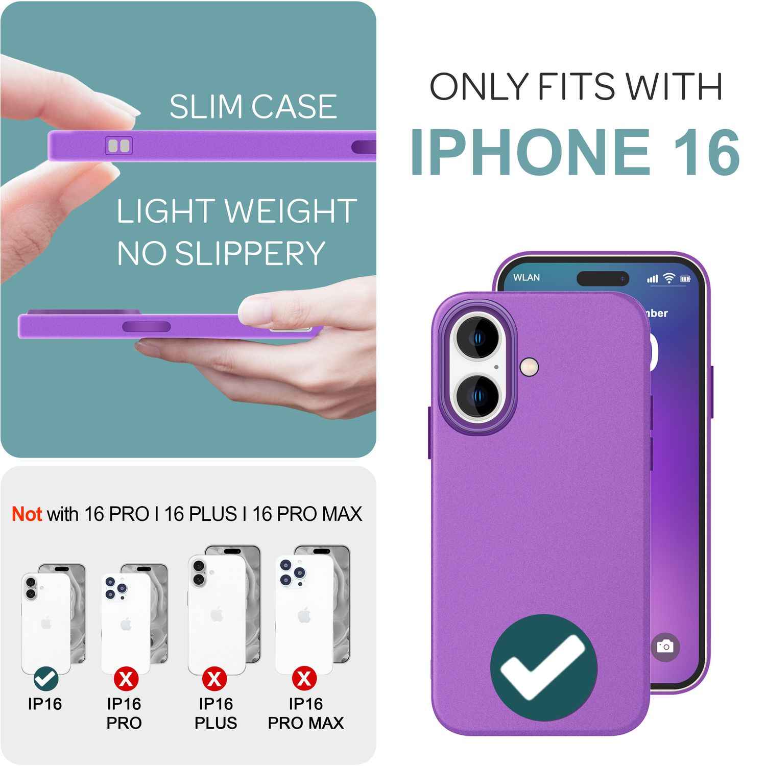 NALIA Fein Mattierte Silikonhülle für iPhone 16, Rutschfeste Handyhülle, Stoßfeste Fallschutz Hülle