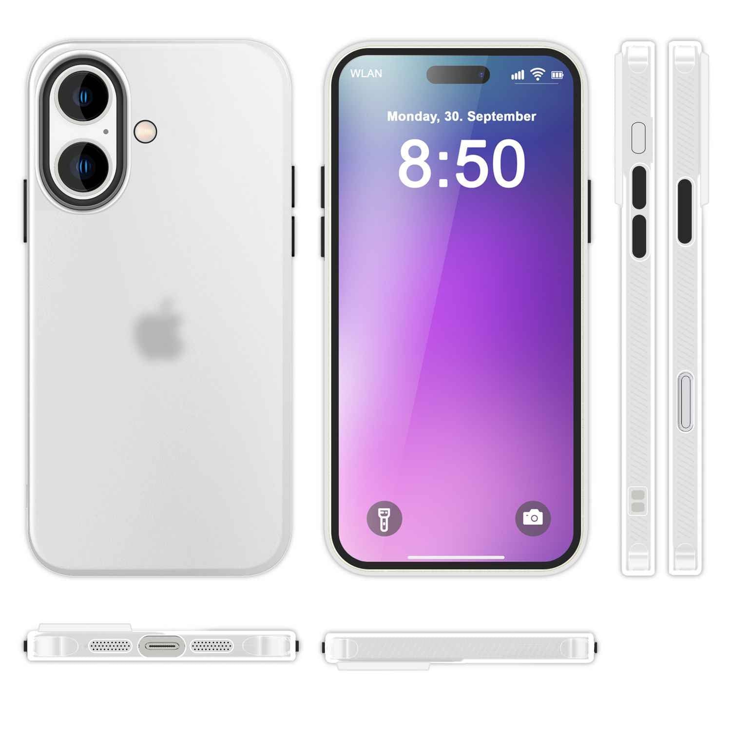 NALIA Fein Mattierte Silikonhülle für iPhone 16, Rutschfeste Handyhülle, Stoßfeste Fallschutz Hülle