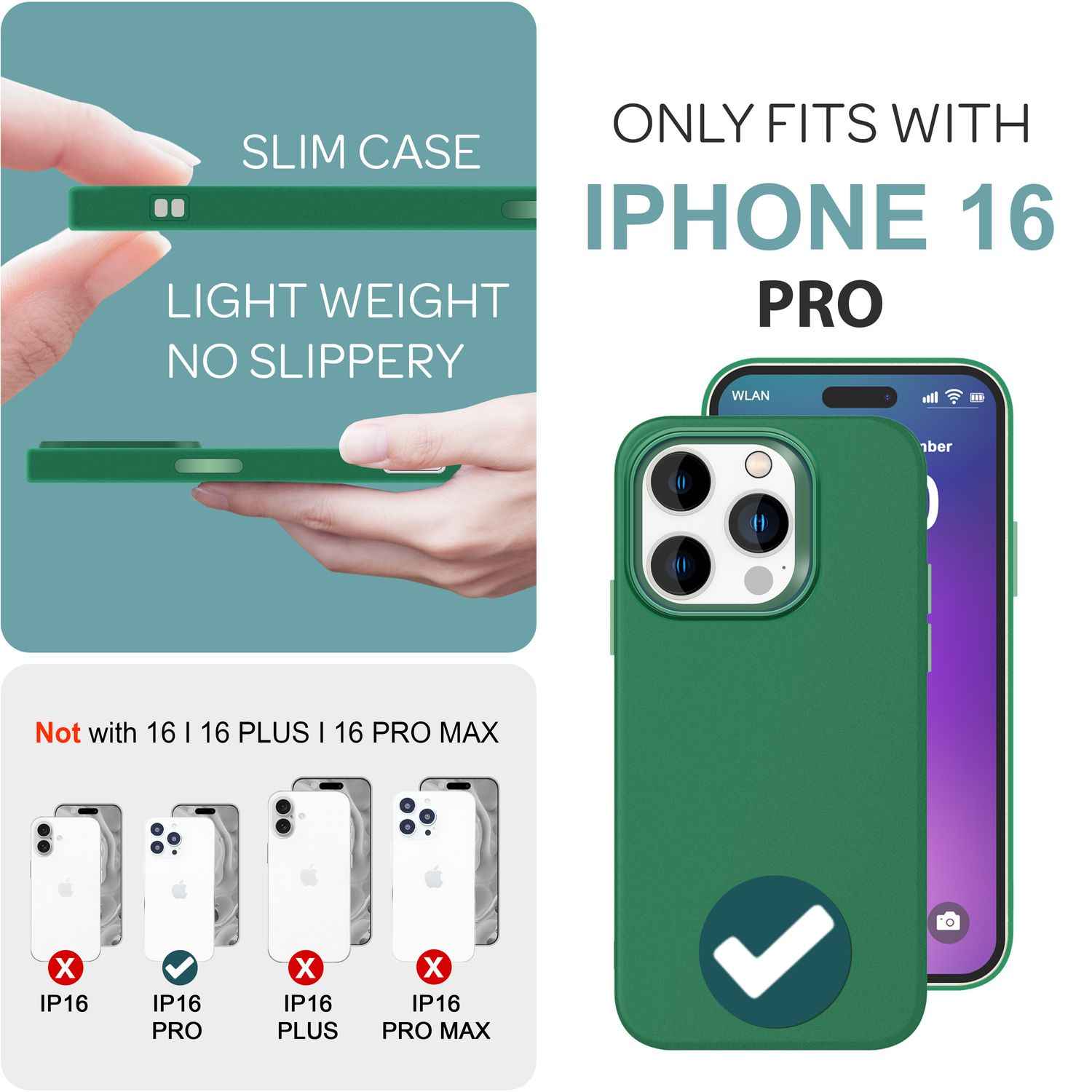 NALIA Fein Mattierte Silikonhülle für iPhone 16 Pro, Rutschfeste Handyhülle, Stoßfeste Fallschutz Hülle
