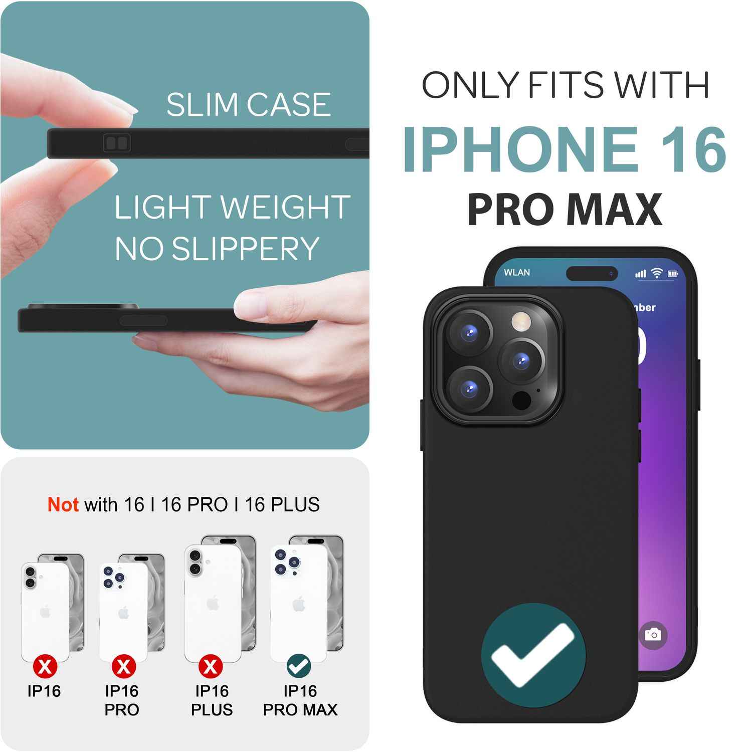 NALIA Fein Mattierte Silikonhülle für iPhone 16 Pro Max, Rutschfeste Handyhülle, Stoßfeste Schutz Hülle