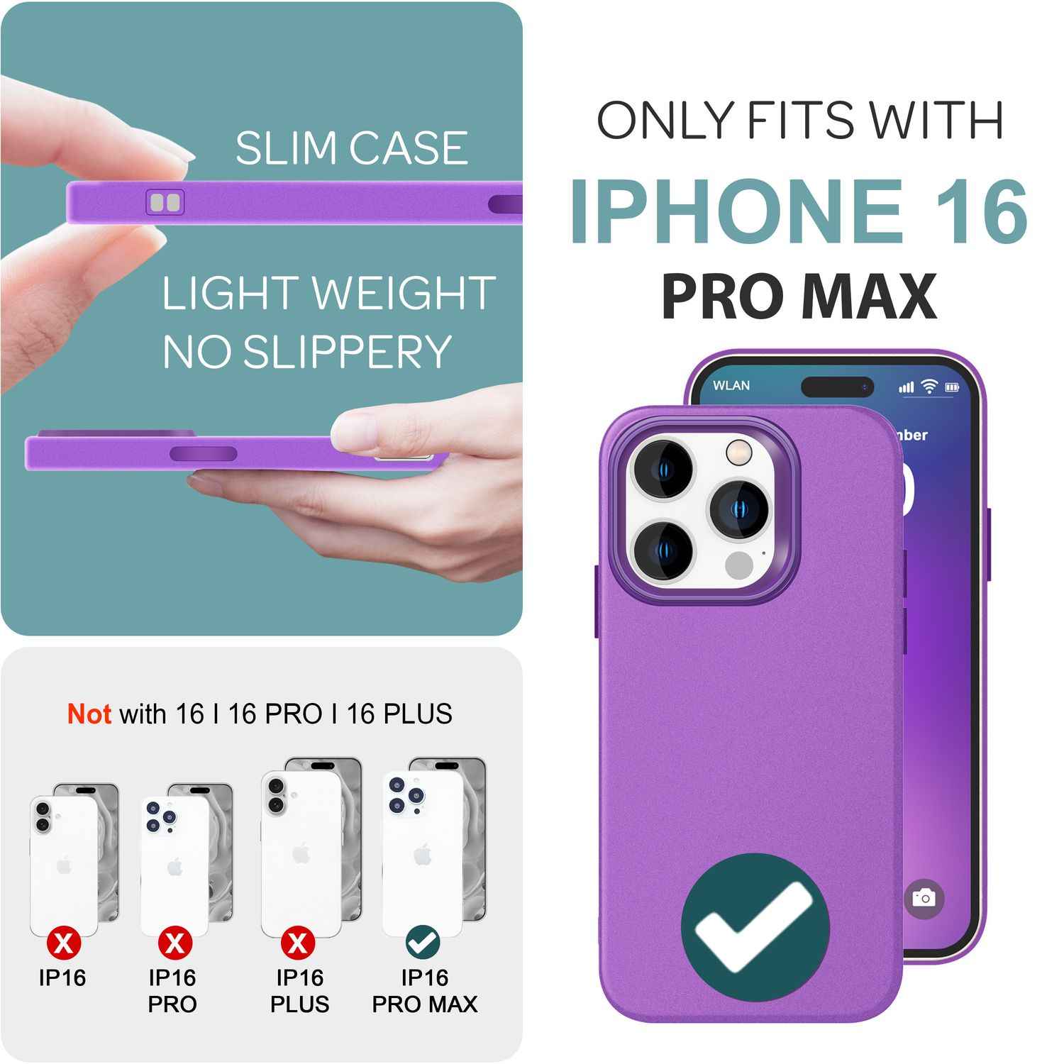 NALIA Fein Mattierte Silikonhülle für iPhone 16 Pro Max, Rutschfeste Handyhülle, Stoßfeste Schutz Hülle