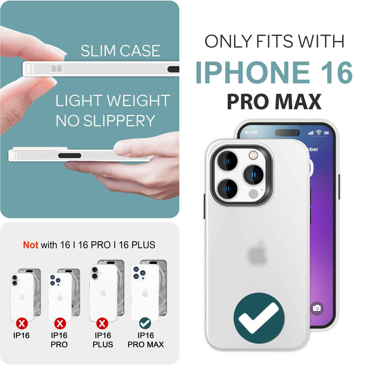 NALIA Fein Mattierte Silikonhülle für iPhone 16 Pro Max, Rutschfeste Handyhülle, Stoßfeste Schutz Hülle