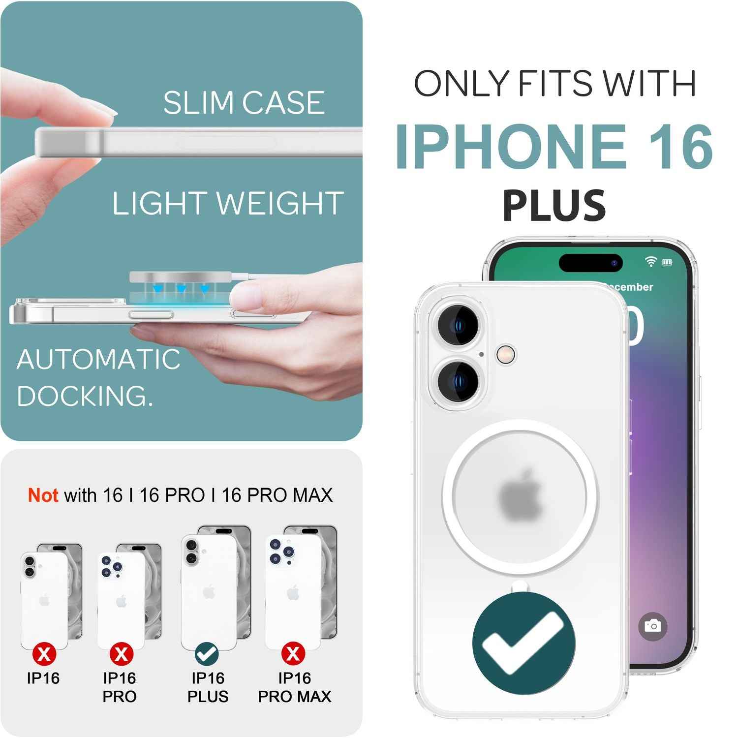 NALIA Extrem Dünne MagSafe Hülle für iPhone 16 Plus, 0,3mm Ultra Schlanke Schutzhülle, Handyhülle Slim