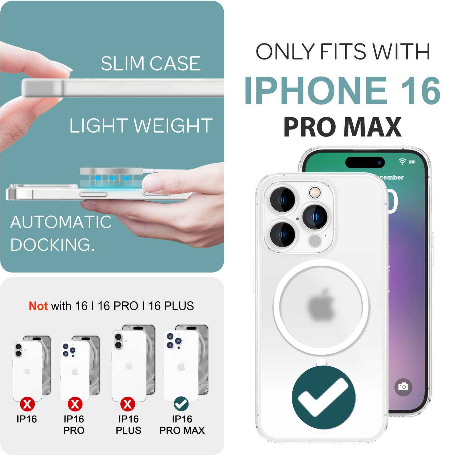 NALIA Extrem Dünne MagSafe Hülle für iPhone 16 Pro Max, 0,3mm Ultra Schlanke Schutzhülle, Handyhülle
