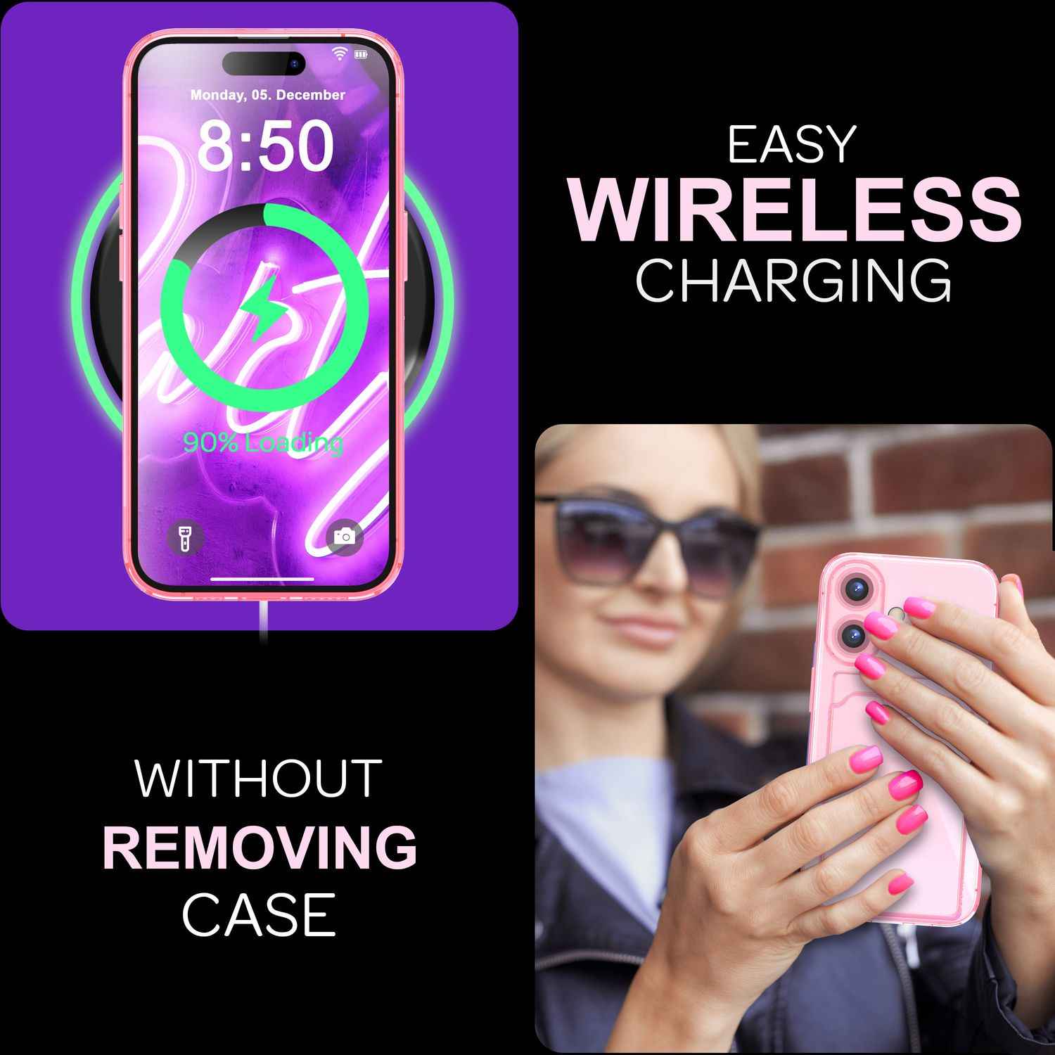 NALIA Klare Neon Hülle mit Kartenhalter für iPhone 16, Bunte Handyhülle mit Kartenfach, Durchsichtiges Silikon