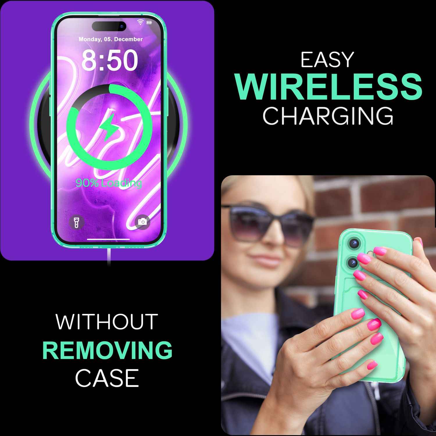 NALIA Klare Neon Hülle mit Kartenhalter für iPhone 16 Plus, Bunte Handyhülle mit Kartenfach, Silikon Durchsichtig