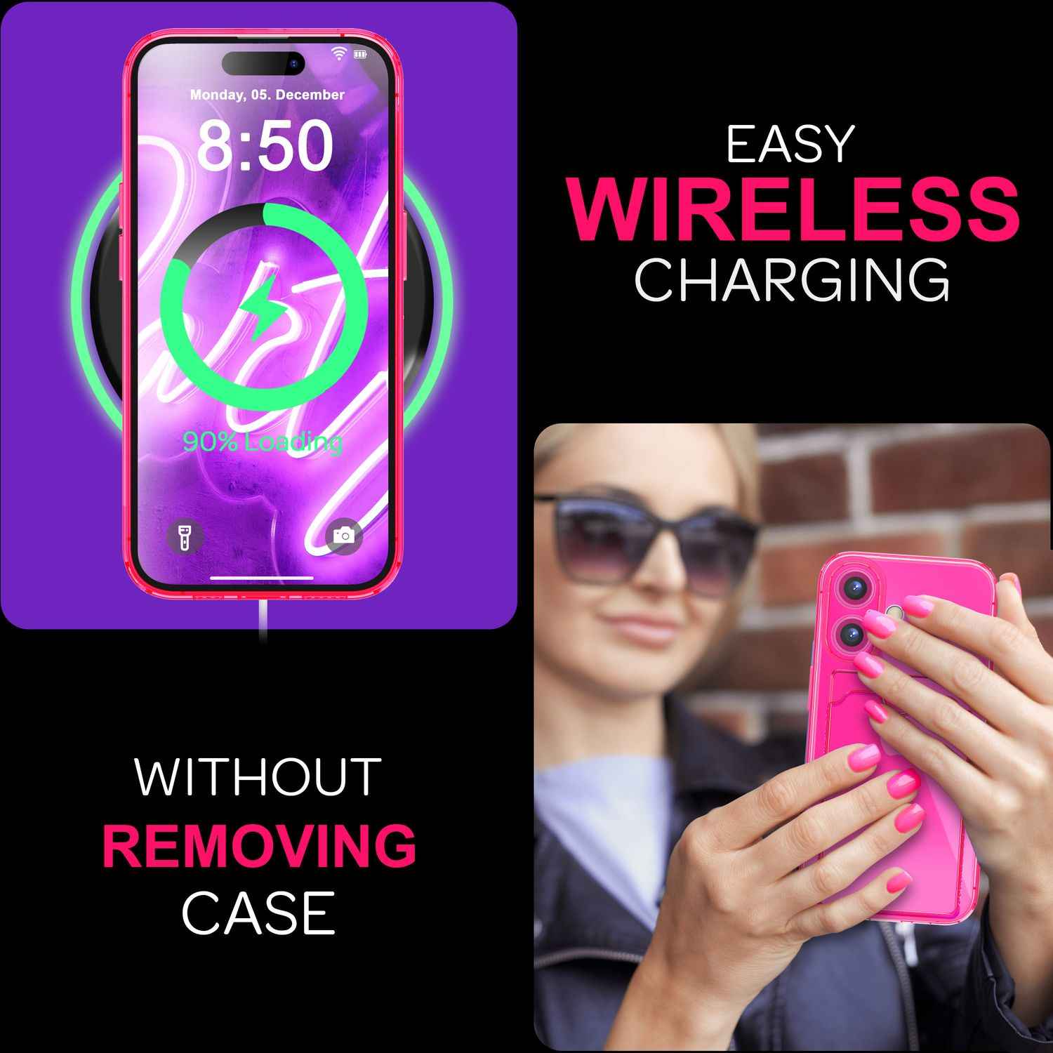 NALIA Klare Neon Hülle mit Kartenhalter für iPhone 16 Plus, Bunte Handyhülle mit Kartenfach, Silikon Durchsichtig