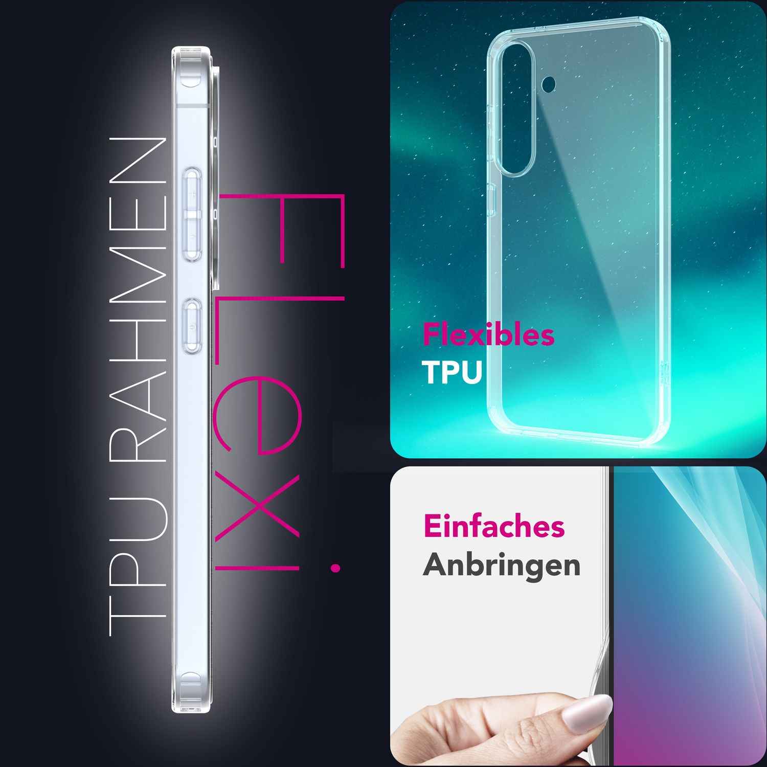 NALIA GLAZE für Samsung Galaxy S25 Hülle, Kristall-Klare Silikonhülle mit Anti-Gelb Effekt, Flexible Strapazierfähige TPU Schutzhülle, Schlanke Transparente Robuste Handyhülle