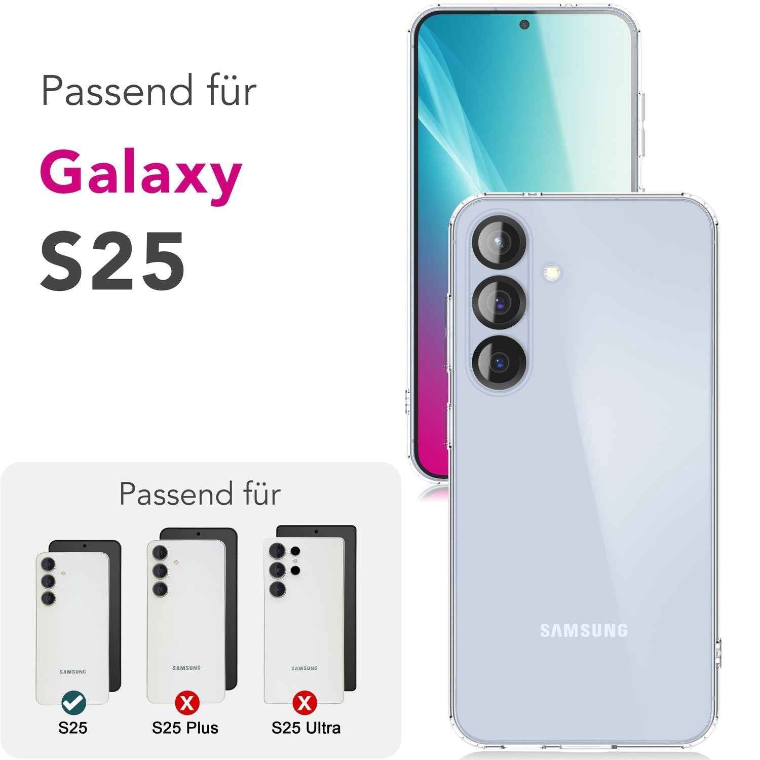 NALIA GLAZE für Samsung Galaxy S25 Hülle, Kristall-Klare Silikonhülle mit Anti-Gelb Effekt, Flexible Strapazierfähige TPU Schutzhülle, Schlanke Transparente Robuste Handyhülle