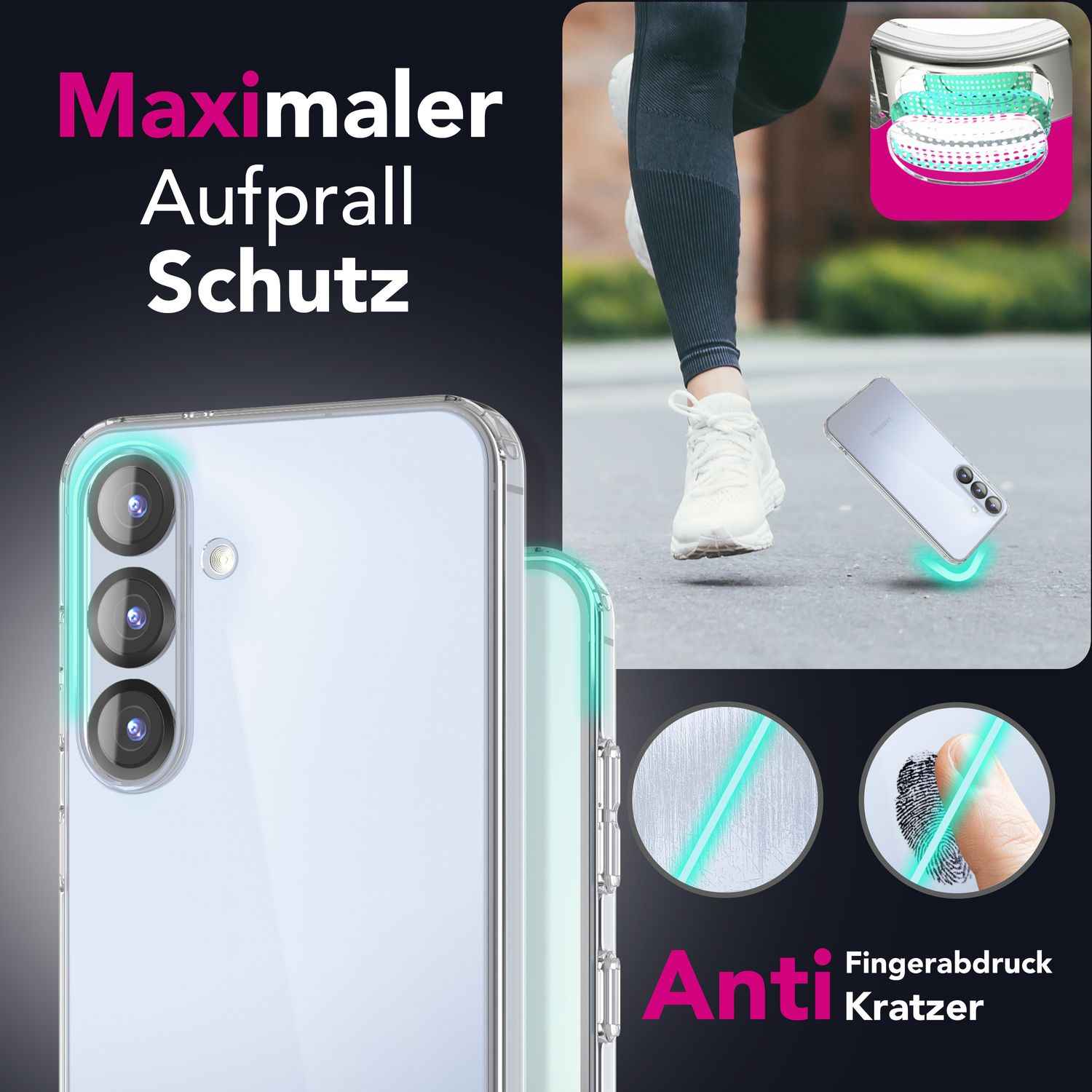 NALIA GLAZE für Samsung Galaxy S25 Plus Hülle, Transparente Silikon Schutzhülle mit Anti-Gelb Effekt, Klare Durchsichtige TPU Handyhülle, Strapazierfähige Robuste Klarsichthülle