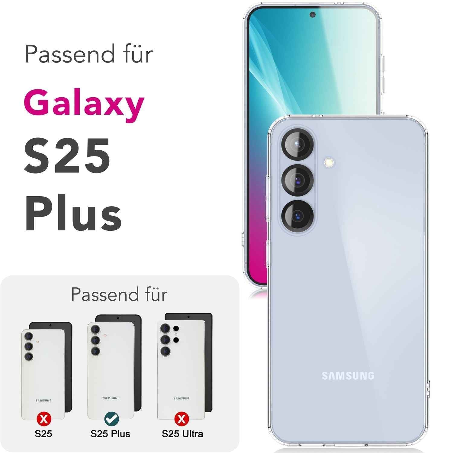 NALIA GLAZE für Samsung Galaxy S25 Plus Hülle, Transparente Silikon Schutzhülle mit Anti-Gelb Effekt, Klare Durchsichtige TPU Handyhülle, Strapazierfähige Robuste Klarsichthülle