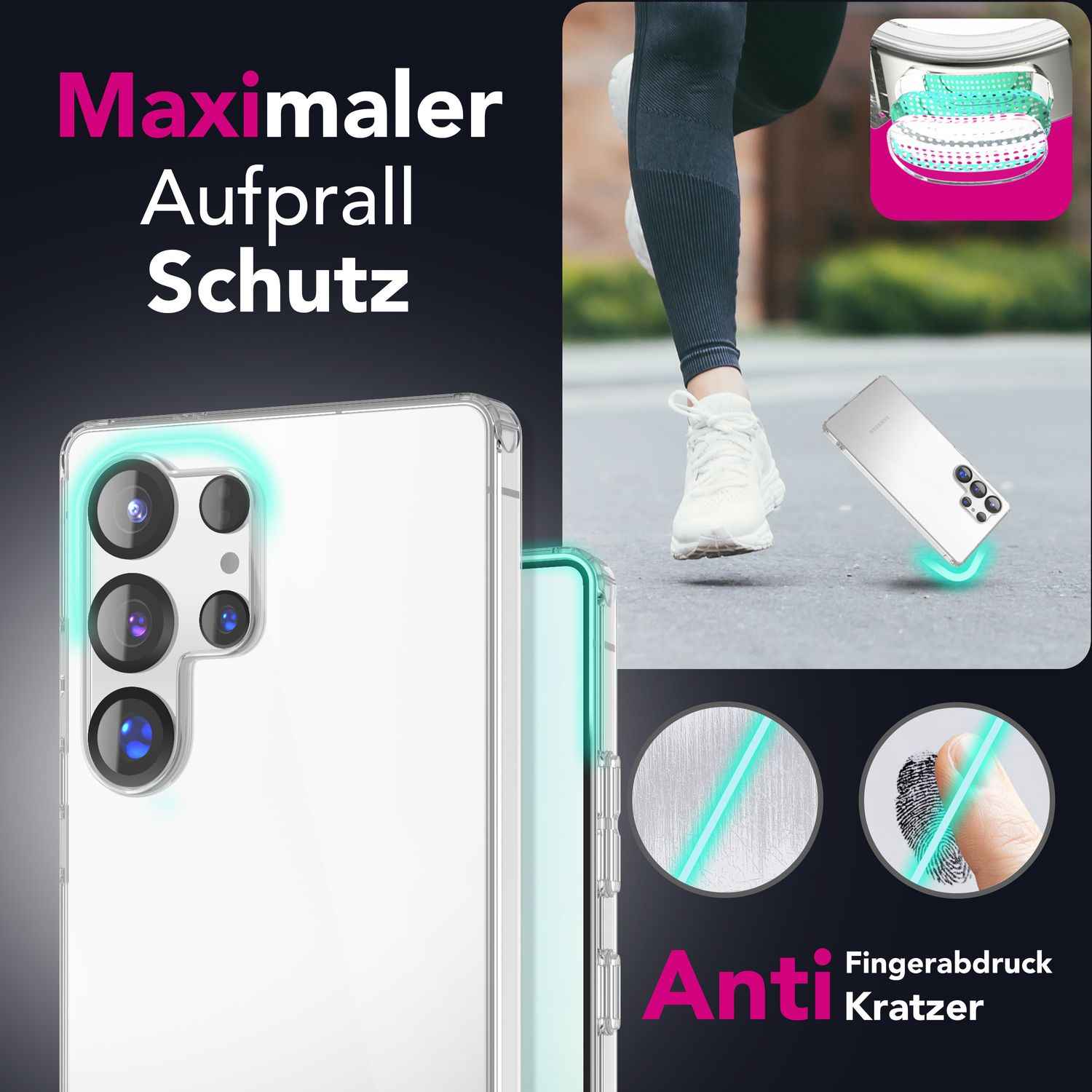 NALIA GLAZE für Samsung Galaxy S25 Ultra Hülle, Klare Strapazierfähige Silikonhülle mit Anti-Gelb Effekt, Transparente Durchscheinende TPU Klarsichthülle, Flexible Schutzhülle