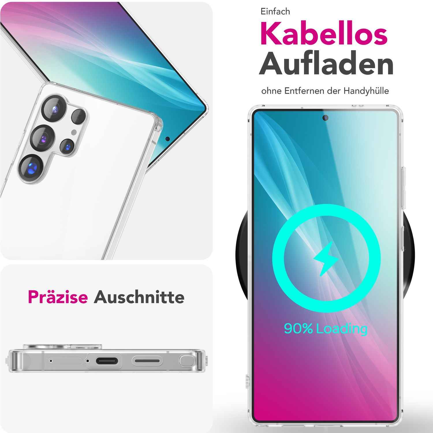 NALIA GLAZE für Samsung Galaxy S25 Ultra Hülle, Klare Strapazierfähige Silikonhülle mit Anti-Gelb Effekt, Transparente Durchscheinende TPU Klarsichthülle, Flexible Schutzhülle