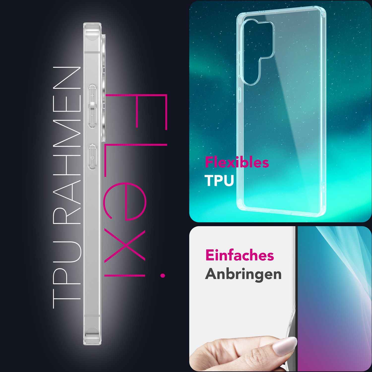 NALIA GLAZE für Samsung Galaxy S25 Ultra Hülle, Klare Strapazierfähige Silikonhülle mit Anti-Gelb Effekt, Transparente Durchscheinende TPU Klarsichthülle, Flexible Schutzhülle