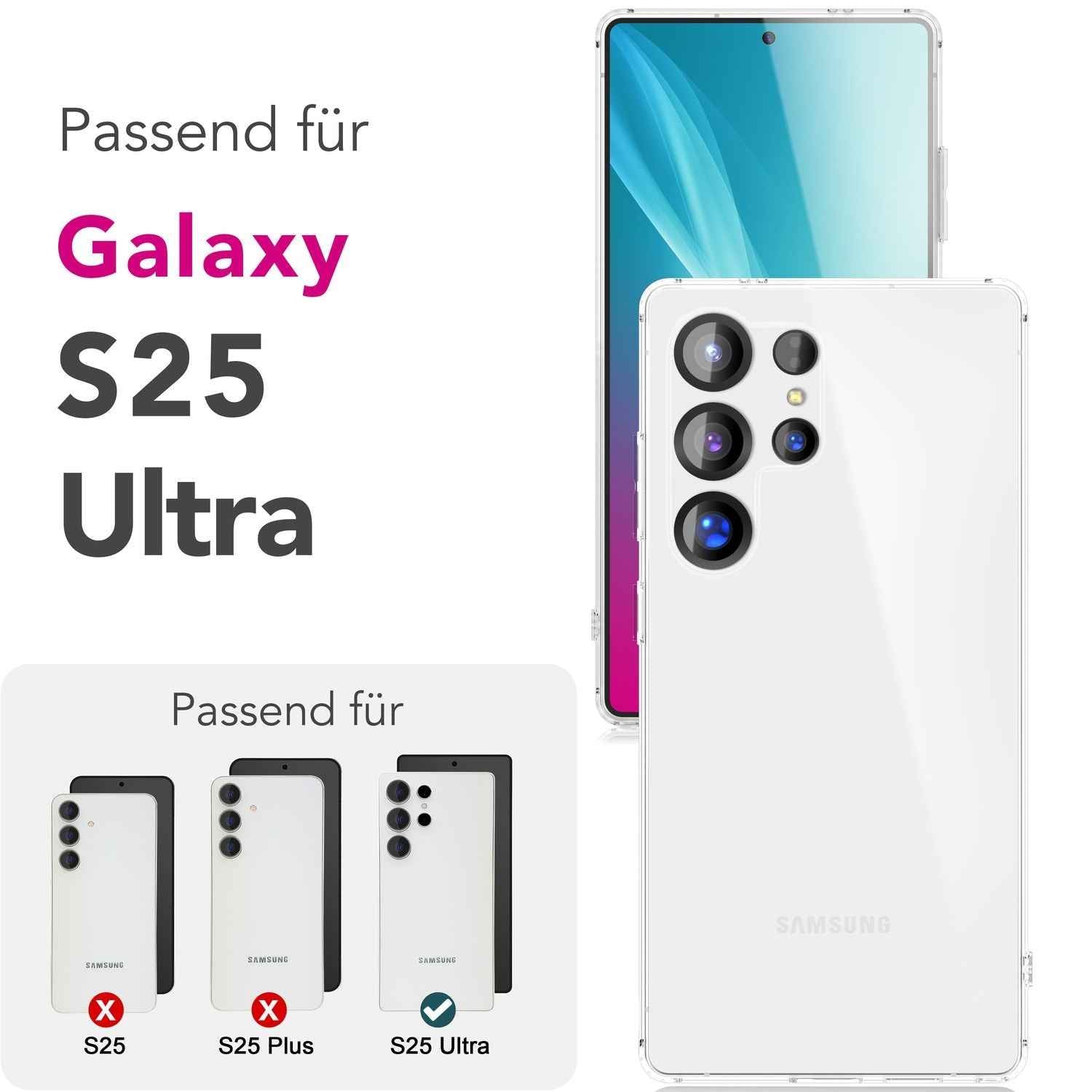 NALIA GLAZE für Samsung Galaxy S25 Ultra Hülle, Klare Strapazierfähige Silikonhülle mit Anti-Gelb Effekt, Transparente Durchscheinende TPU Klarsichthülle, Flexible Schutzhülle