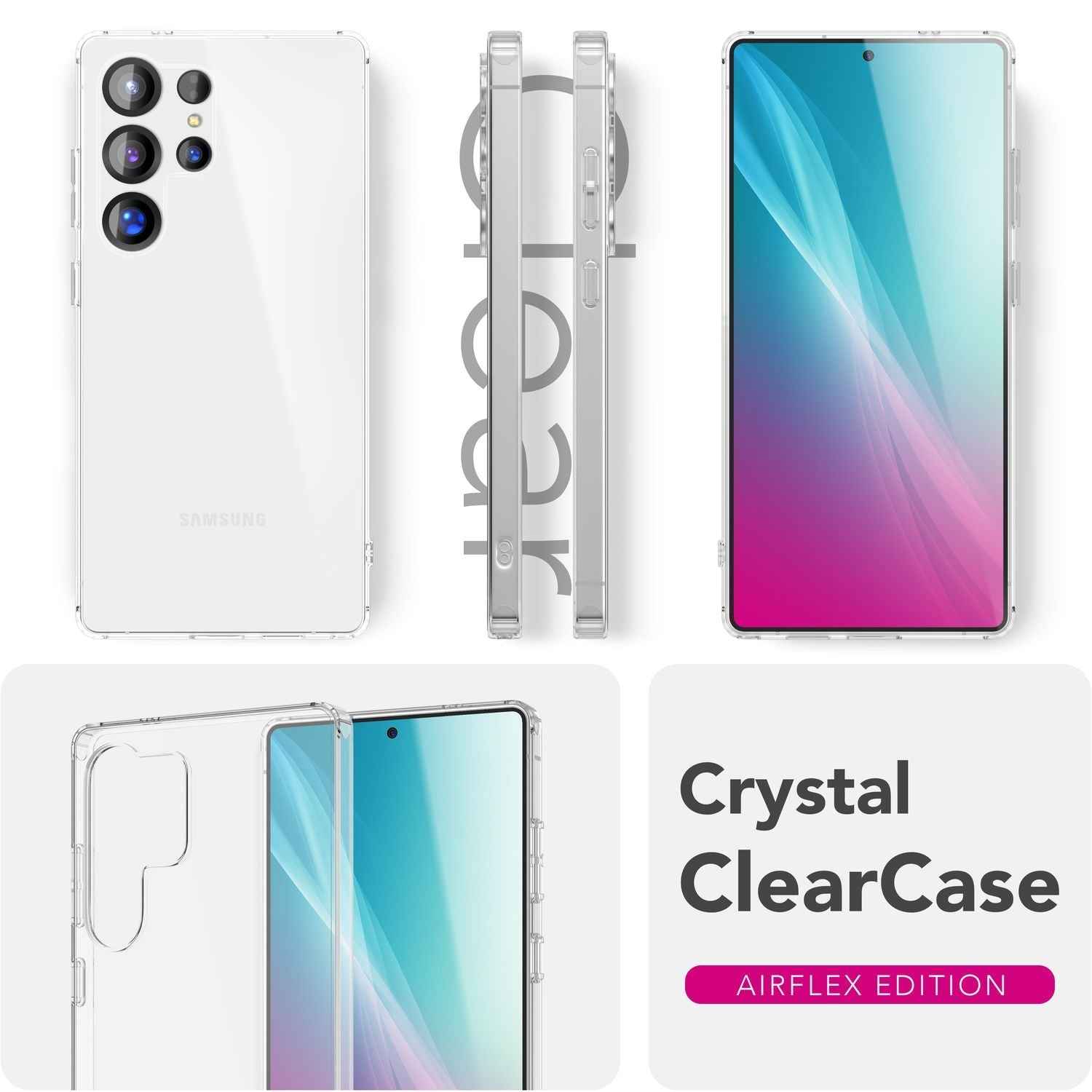 NALIA GLAZE für Samsung Galaxy S25 Ultra Hülle, Klare Strapazierfähige Silikonhülle mit Anti-Gelb Effekt, Transparente Durchscheinende TPU Klarsichthülle, Flexible Schutzhülle