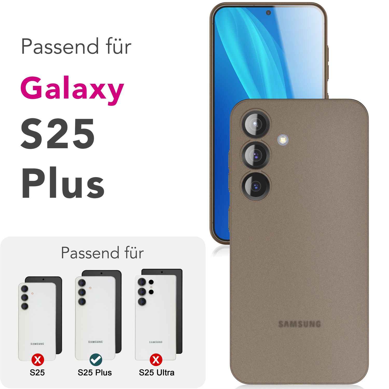 NALIA Phantom für Samsung Galaxy S25 Plus Hülle, Extrem Dünne 0,3mm Schutzhülle, Ultra-Slim Hardcover, Mattierte Handyhülle, Federleicht und Anti-Fingerabdruck