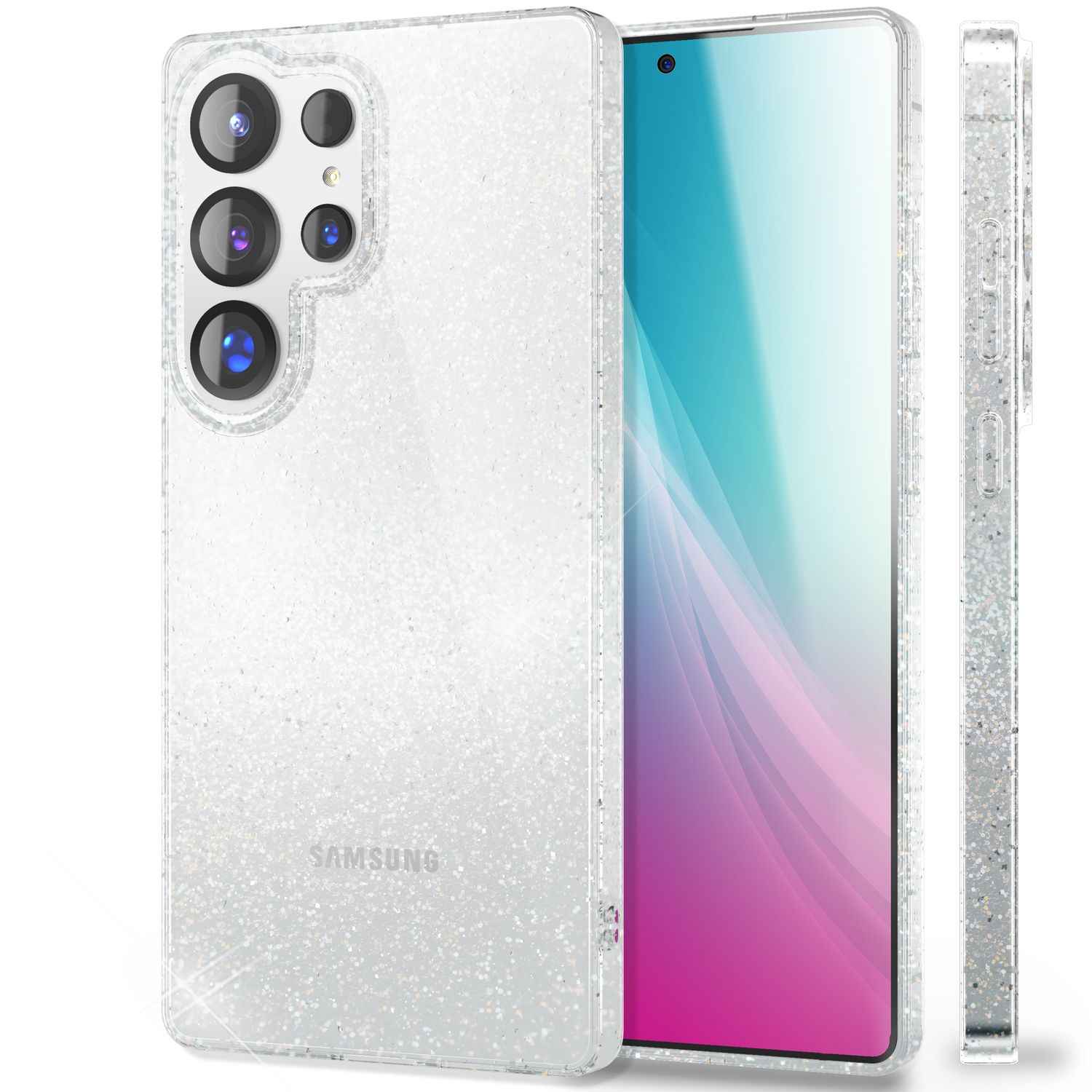 NALIA Dazzlin für Samsung Galaxy S25 Ultra Hülle, Funkelnde Transparente Glitzerhülle, Klare Anti-Gelb Schutzhülle mit Glitzer Pailletten, Durchsichtige Silikon Glitter Handyhülle