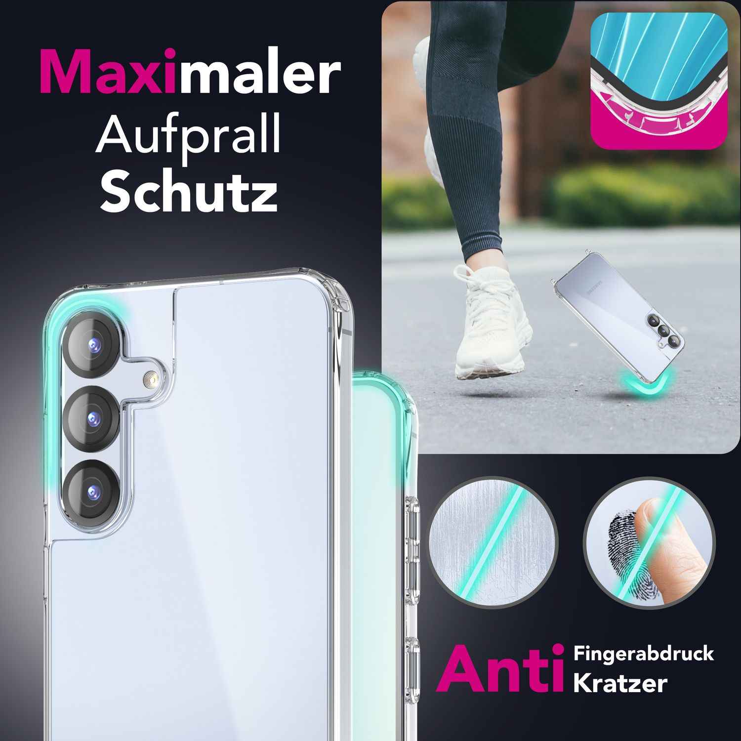 NALIA Hangit für Samsung Galaxy S25 Plus Hülle, Transparente Umhängehülle mit Verstellbarer Handykette, Harte Crossbody Schutzhülle, Klare Handyhülle mit Band