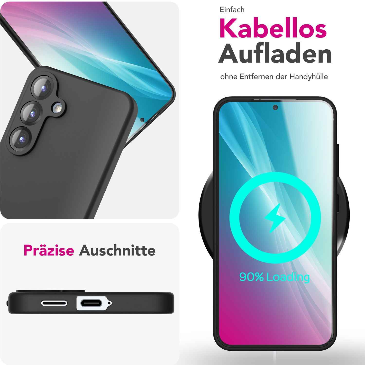NALIA Phoenix für Samsung Galaxy S25 Hülle, Abwischbare Weiche Schutzhülle aus Flüssigsilikon, Mikrofaser Innenfutter, Rutschfeste Handyhülle, Seidige Silikonhülle