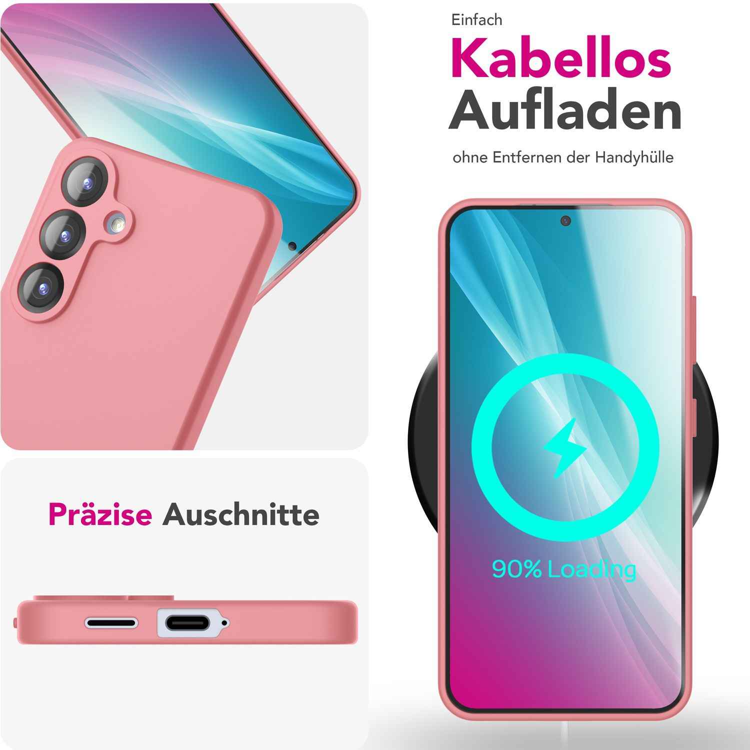 NALIA Phoenix für Samsung Galaxy S25 Hülle, Abwischbare Weiche Schutzhülle aus Flüssigsilikon, Mikrofaser Innenfutter, Rutschfeste Handyhülle, Seidige Silikonhülle