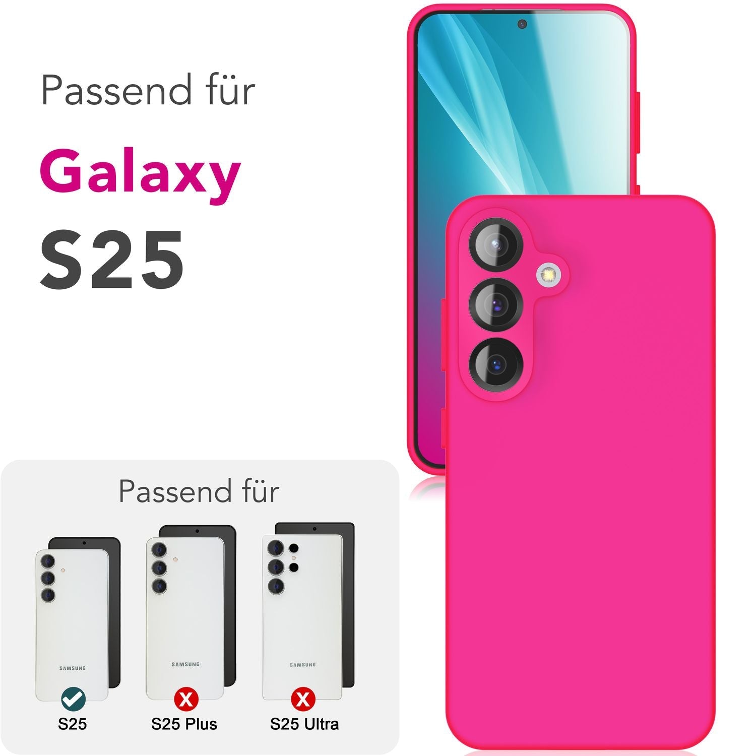 Silikonhülle für Samsung Galaxy S25 abwischbar rutschfest Flüssigsilikon