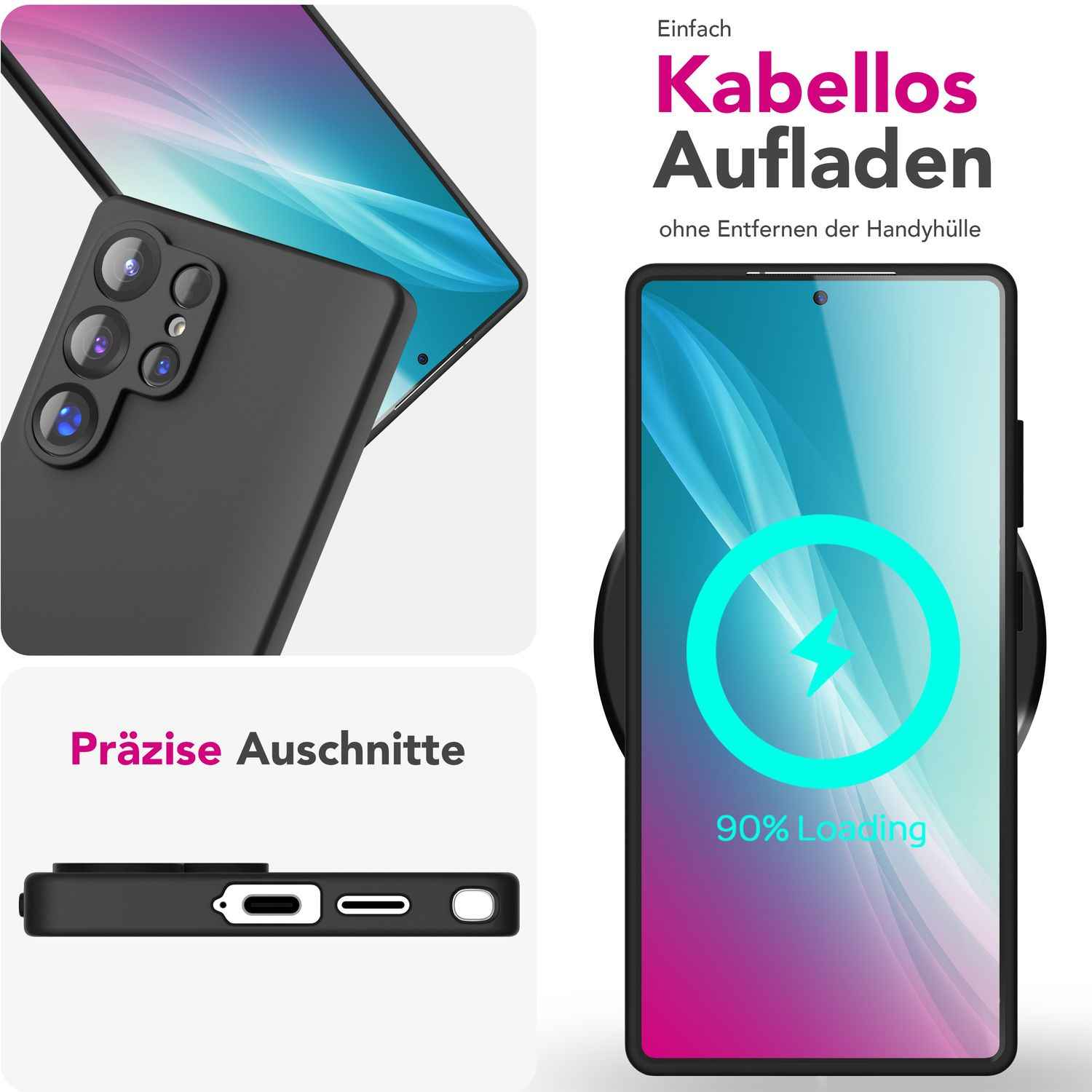 NALIA Phoenix für Samsung Galaxy S25 Ultra Hülle, Abwischbare Samt-Weiche Flüssigsilikon Handyhülle, Mikrofaser-Innenfutter, Dünne Rutschfeste Silikon Schutzhülle