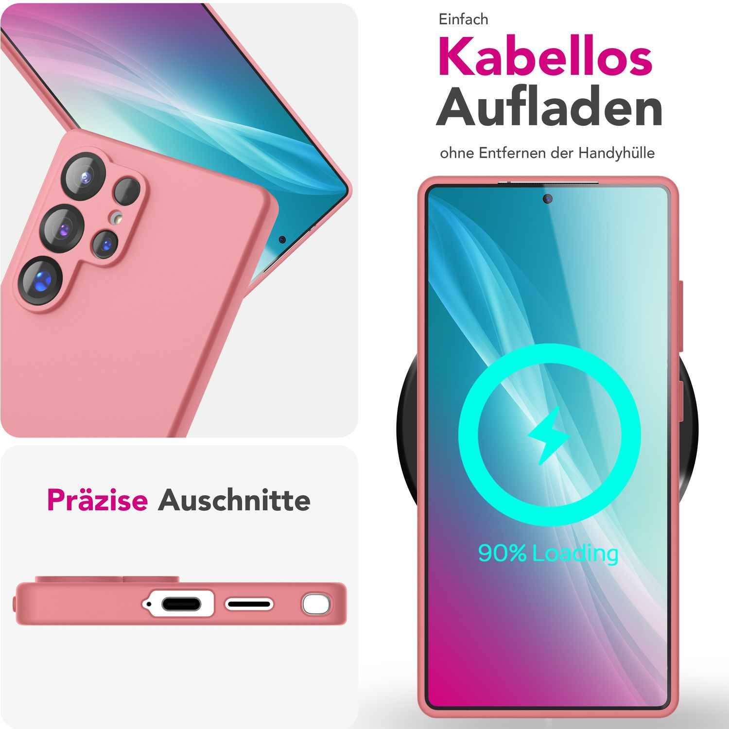 NALIA Phoenix für Samsung Galaxy S25 Ultra Hülle, Abwischbare Samt-Weiche Flüssigsilikon Handyhülle, Mikrofaser-Innenfutter, Dünne Rutschfeste Silikon Schutzhülle