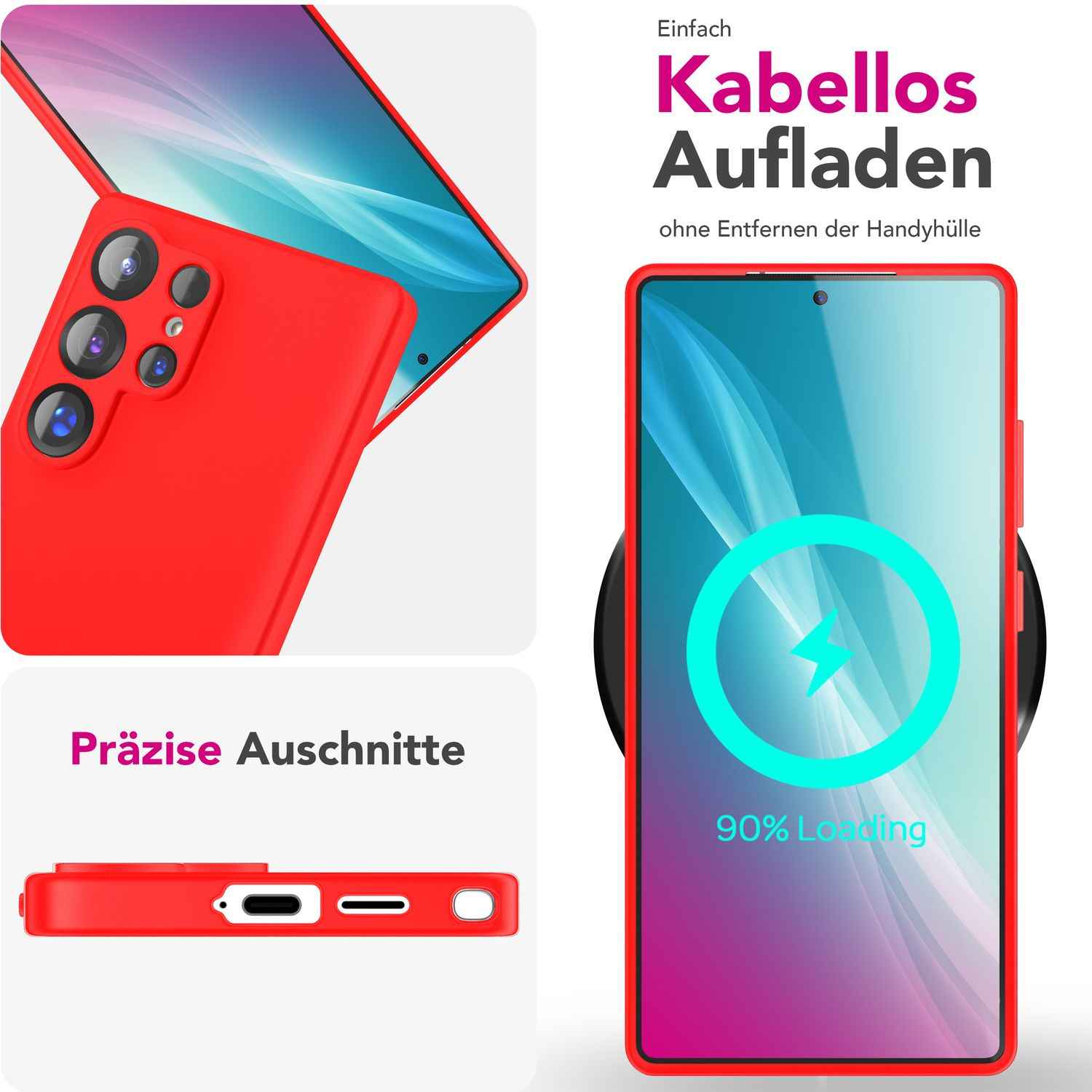 NALIA Phoenix für Samsung Galaxy S25 Ultra Hülle, Abwischbare Samt-Weiche Flüssigsilikon Handyhülle, Mikrofaser-Innenfutter, Dünne Rutschfeste Silikon Schutzhülle