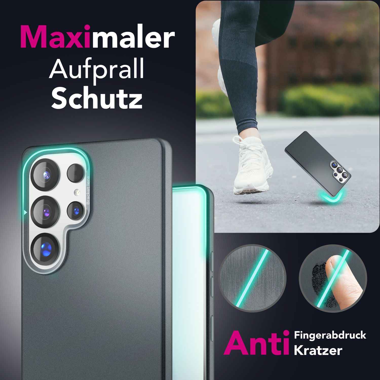 NALIA Overland für Samsung Galaxy S25 Ultra Hülle für MagSafe, Schlankes Hardcase mit Verstecktem Magnet-Ring, Klappbarer Kamera-Ständer, Ultra Dünne Matte Handyhülle