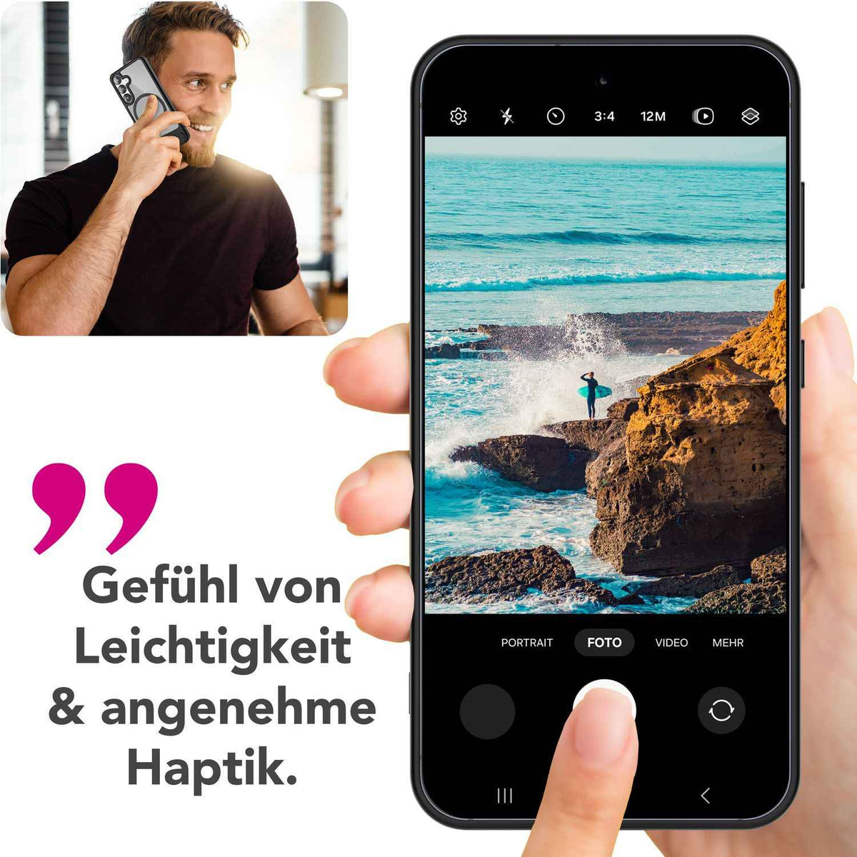 NALIA Triton für Samsung Galaxy S25 Hülle für MagSafe, Magnethülle mit Ausklappbarem Standfuß, Ring für Magnetisches Laden, Semi-Transparente Handyhülle mit schwarzem Silikon-Rand