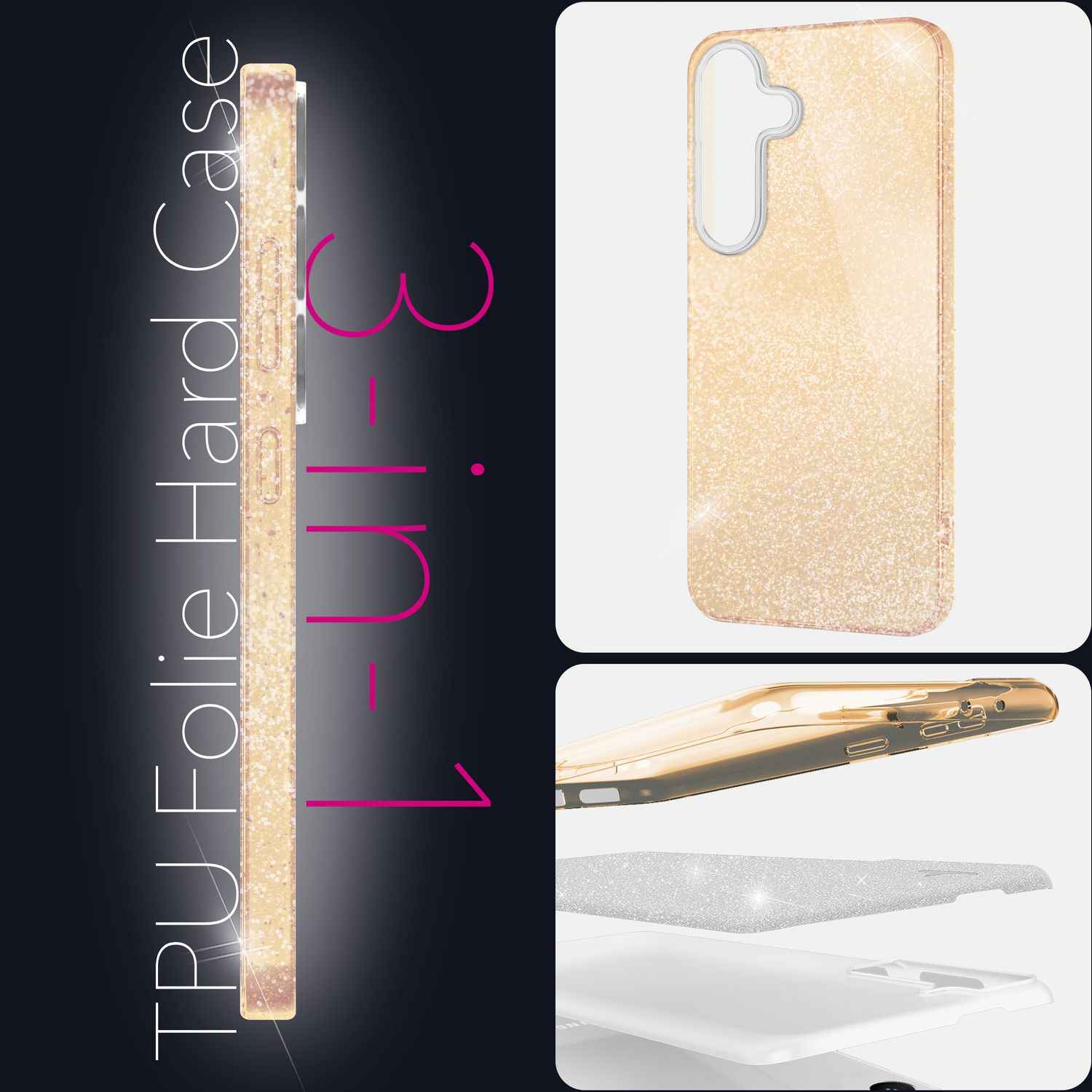NALIA ShinePop für Samsung Galaxy S25 Hülle, Glänzende Glamour Glitzerhülle, Stabile Funkelnde Silikonhülle, Diamant Strass Glitzer Schutzhülle, Glitter Handyhülle