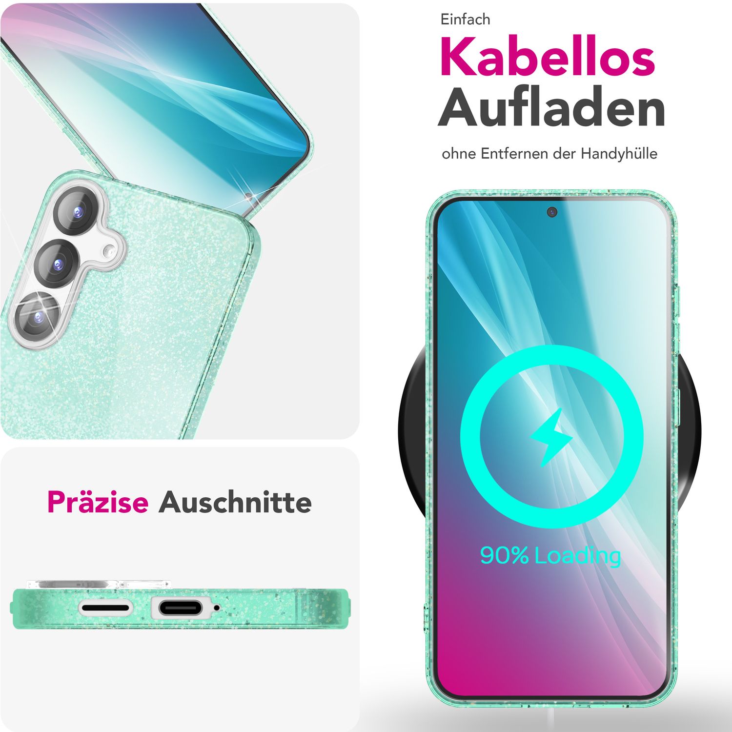 Handyhülle Glitzer für Samsung Galaxy S25 TPU glänzend | NALIA Berlin