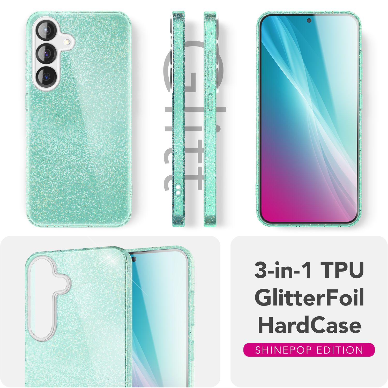 Handyhülle Glitzer für Samsung Galaxy S25 TPU glänzend | NALIA Berlin