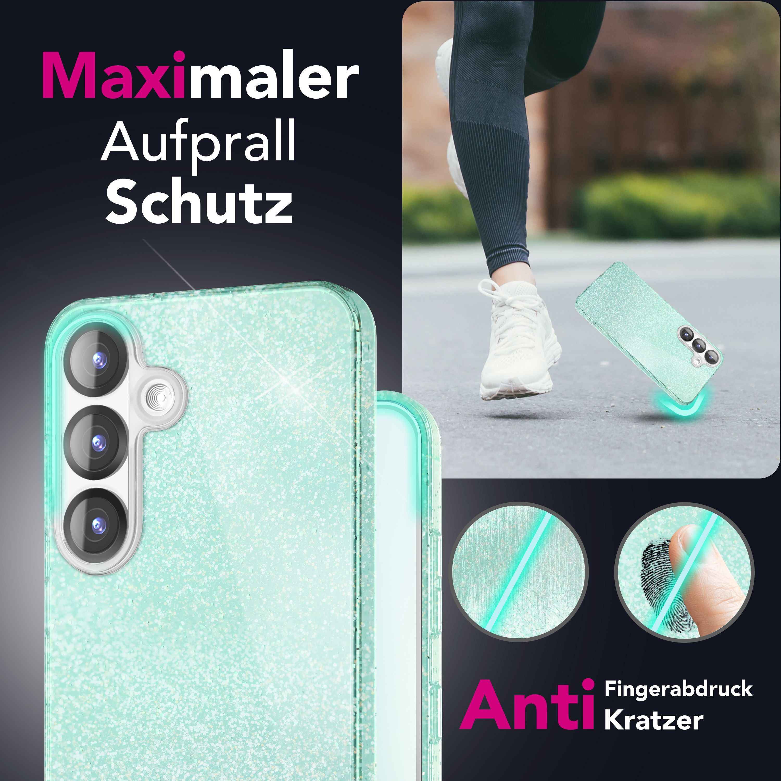 NALIA ShinePop für Samsung Galaxy S25 Hülle, Glänzende Glamour Glitzerhülle, Stabile Funkelnde Silikonhülle, Diamant Strass Glitzer Schutzhülle, Glitter Handyhülle