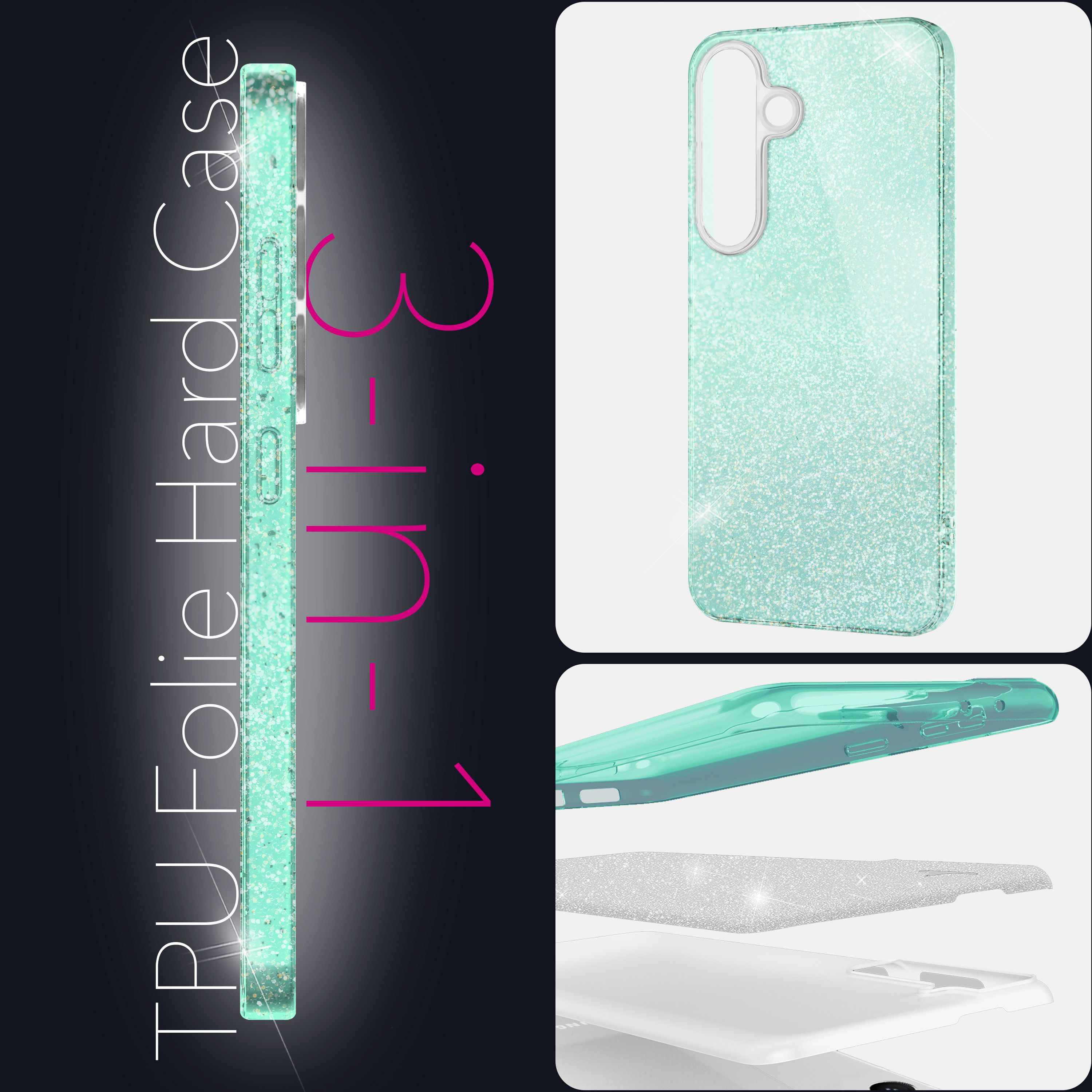 NALIA ShinePop für Samsung Galaxy S25 Hülle, Glänzende Glamour Glitzerhülle, Stabile Funkelnde Silikonhülle, Diamant Strass Glitzer Schutzhülle, Glitter Handyhülle