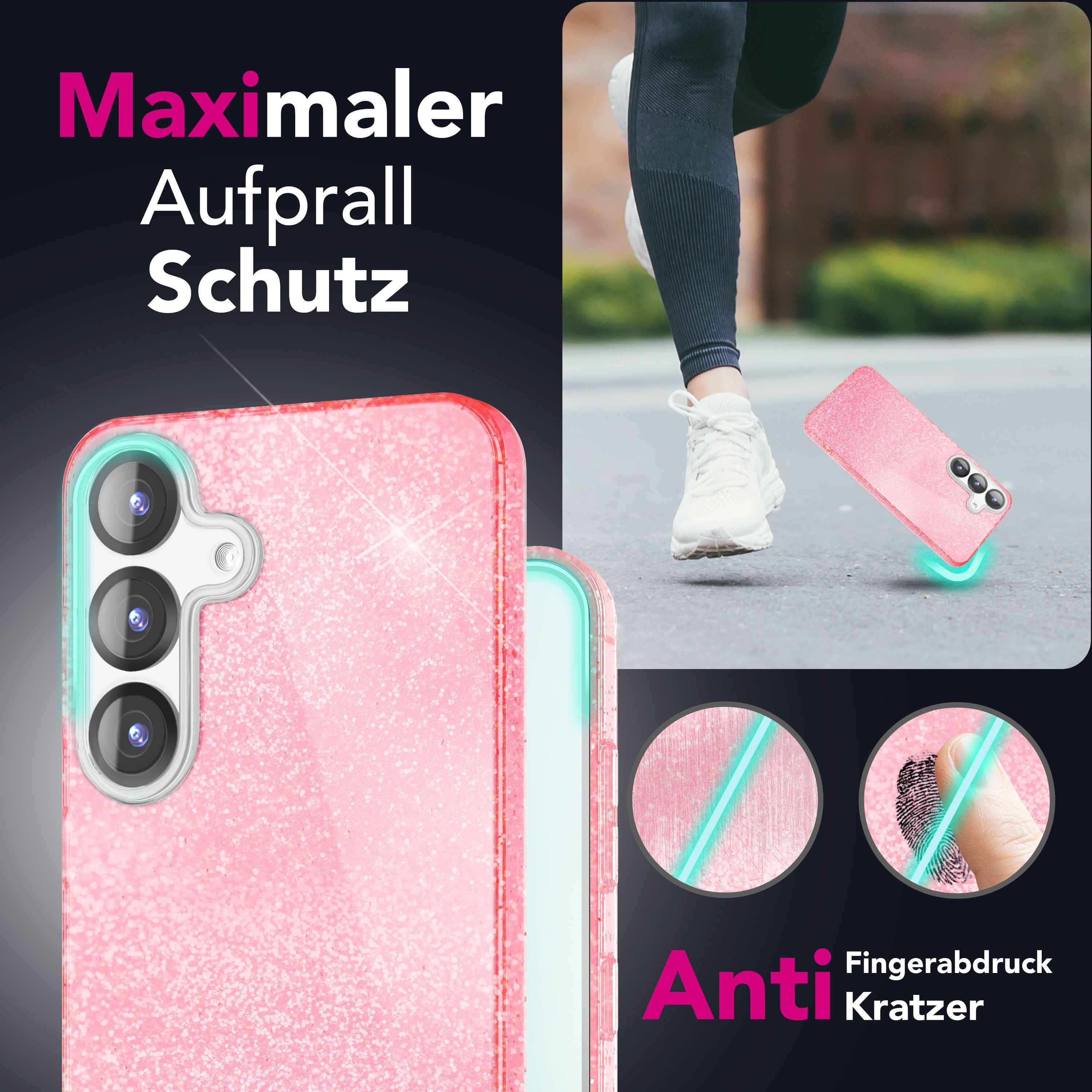 NALIA ShinePop für Samsung Galaxy S25 Hülle, Glänzende Glamour Glitzerhülle, Stabile Funkelnde Silikonhülle, Diamant Strass Glitzer Schutzhülle, Glitter Handyhülle