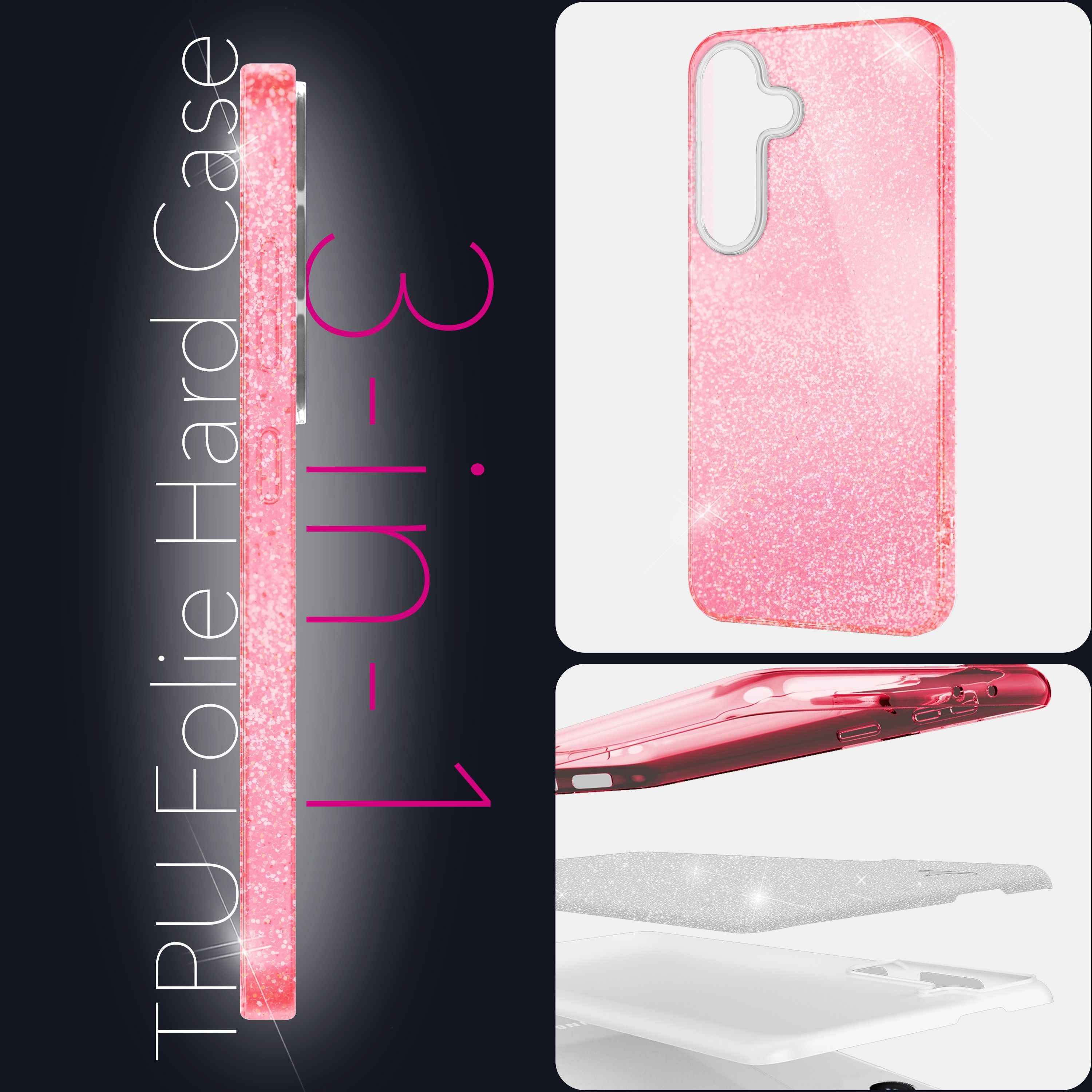 NALIA ShinePop für Samsung Galaxy S25 Hülle, Glänzende Glamour Glitzerhülle, Stabile Funkelnde Silikonhülle, Diamant Strass Glitzer Schutzhülle, Glitter Handyhülle