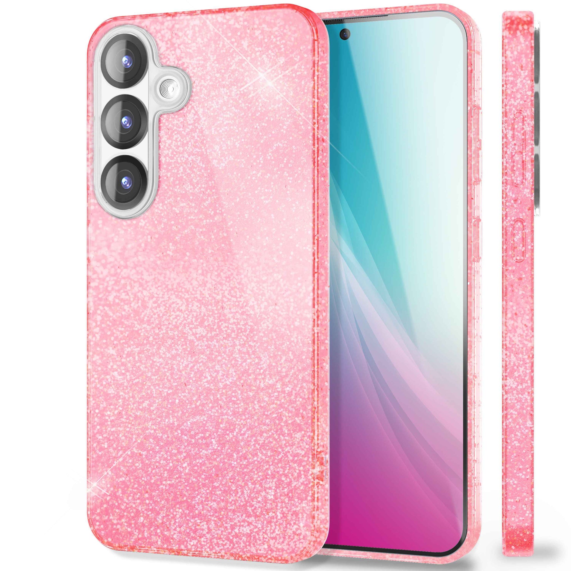 NALIA ShinePop für Samsung Galaxy S25 Hülle, Glänzende Glamour Glitzerhülle, Stabile Funkelnde Silikonhülle, Diamant Strass Glitzer Schutzhülle, Glitter Handyhülle
